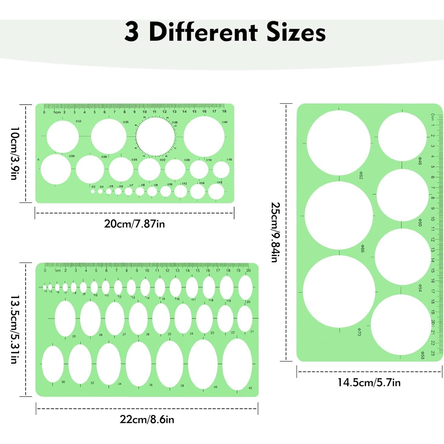 Plantilla de Círculo 3 Piezas Yonghan - Dibujo Preciso