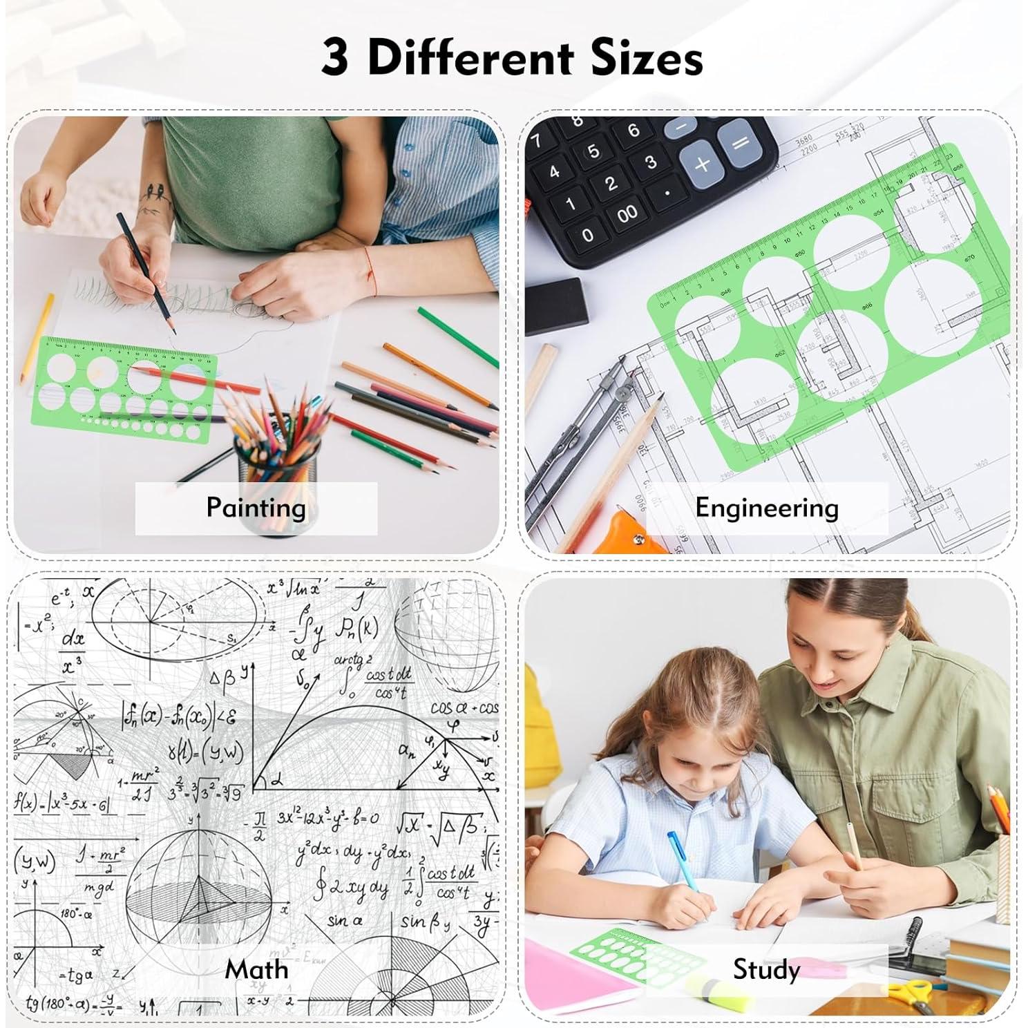 Plantilla de Círculo 3 Piezas Yonghan - Dibujo Preciso