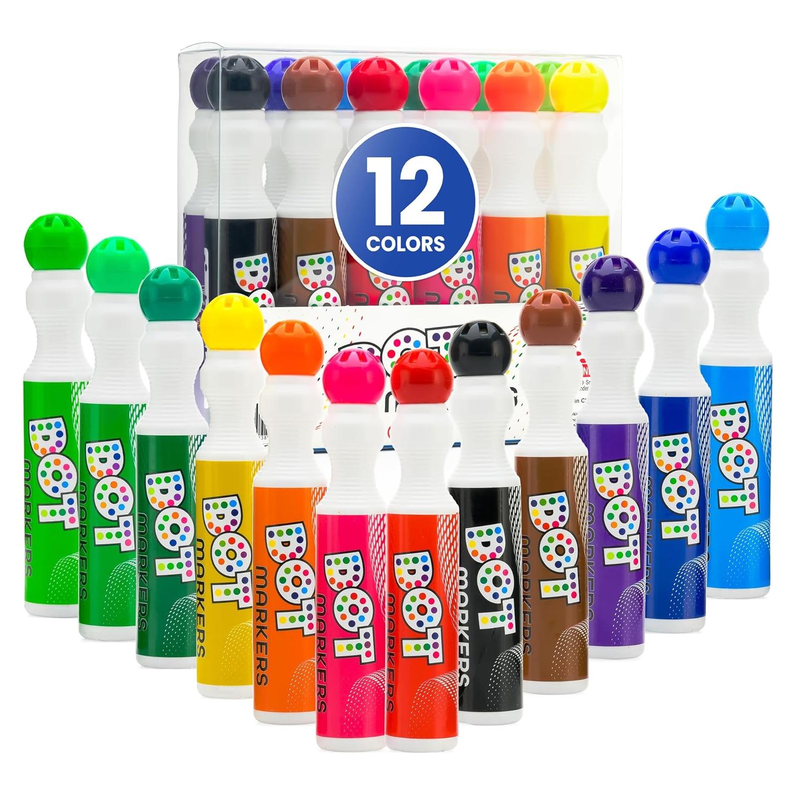 Marcadores de Puntos Lavables Playkidiz, 12 Colores 40ml
