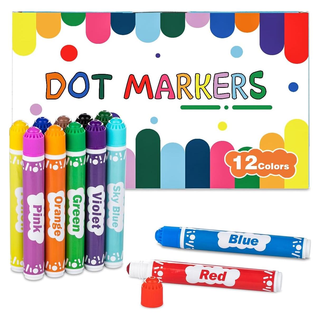 Marcadores de Puntos DOSEWART 12 Colores Lavables para Niños