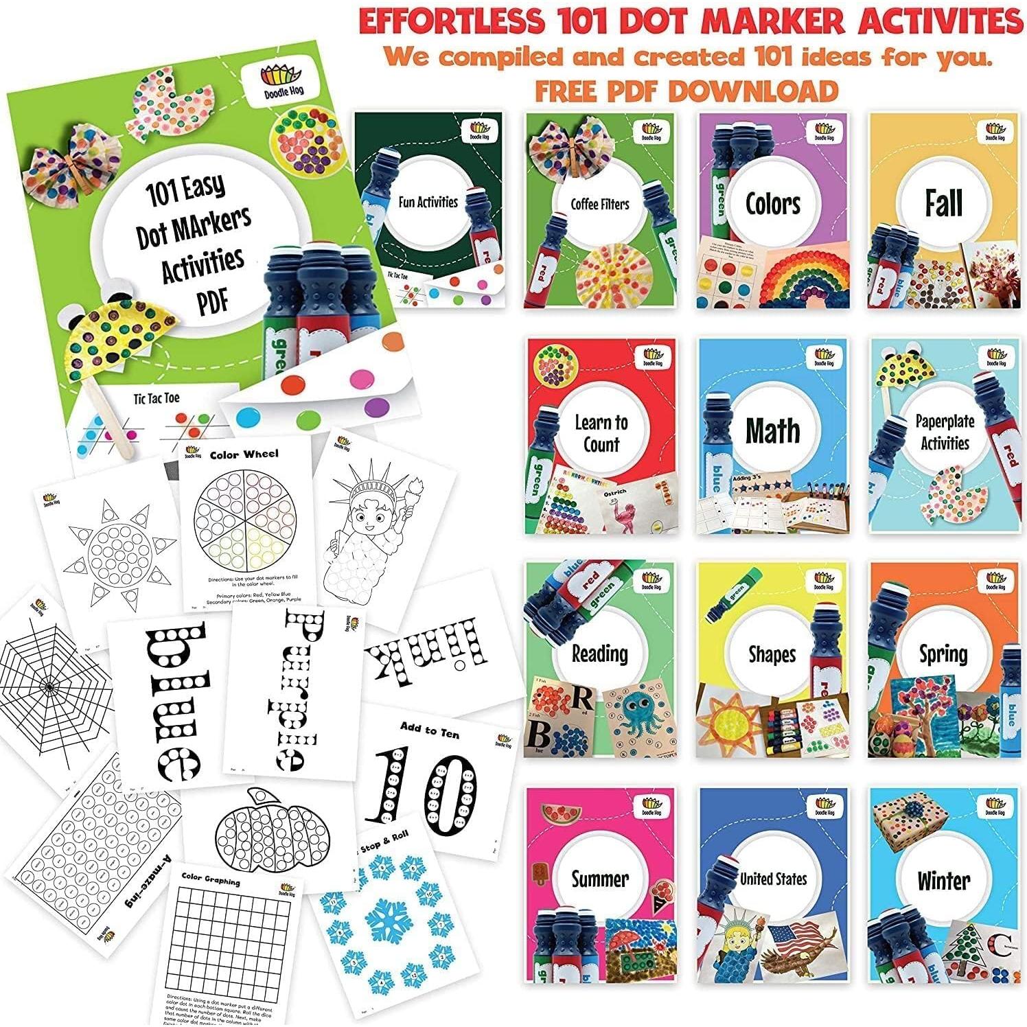 Marcadores de Puntos Lavables DOODLE HOG 36 Colores para Niños