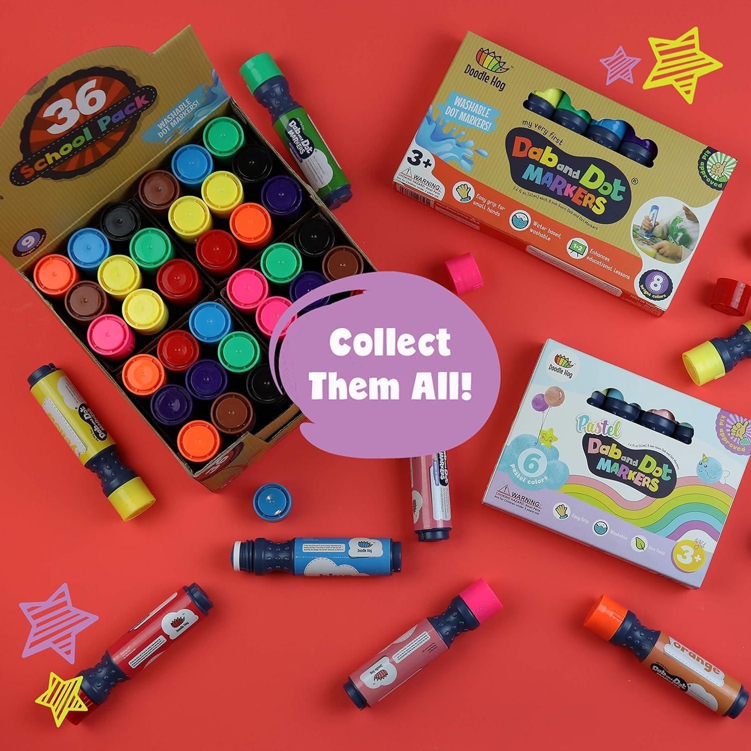 Marcadores de Puntos Lavables DOODLE HOG 36 Colores para Niños