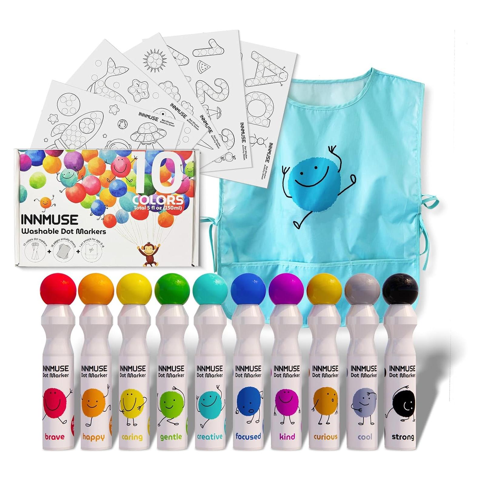 Marcadores de Puntos Lavables INNMUSE para Niños - 10 Colores