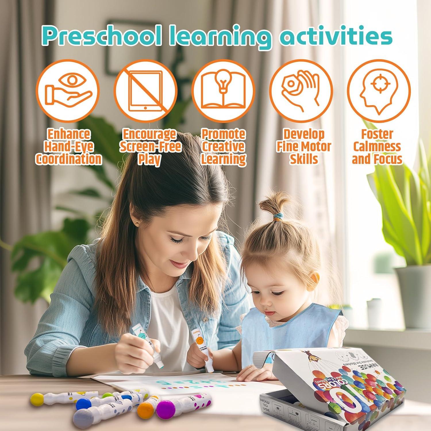 Marcadores de Puntos Lavables INNMUSE para Niños - 10 Colores