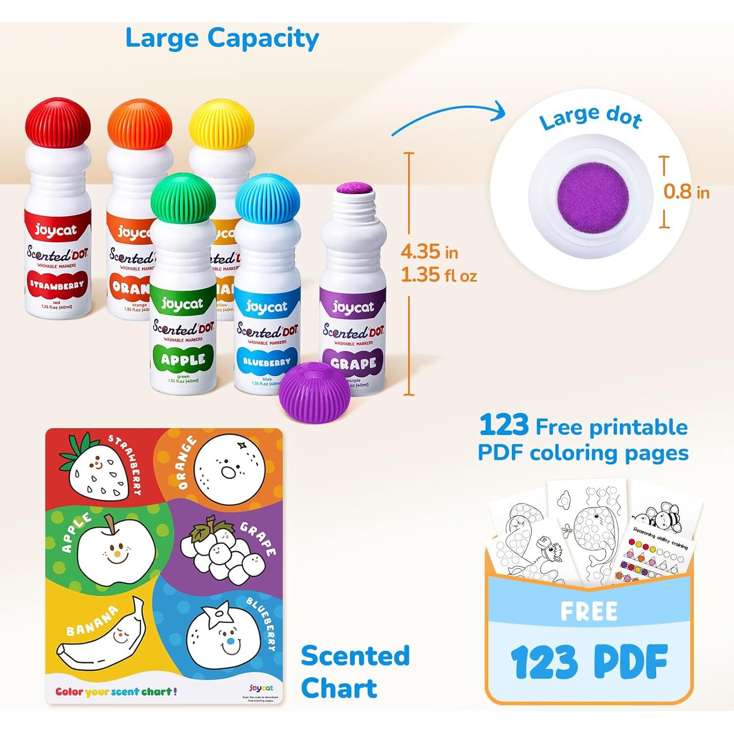 Marcador de Puntos Lavable Joycat - 6 Colores Aromatizados