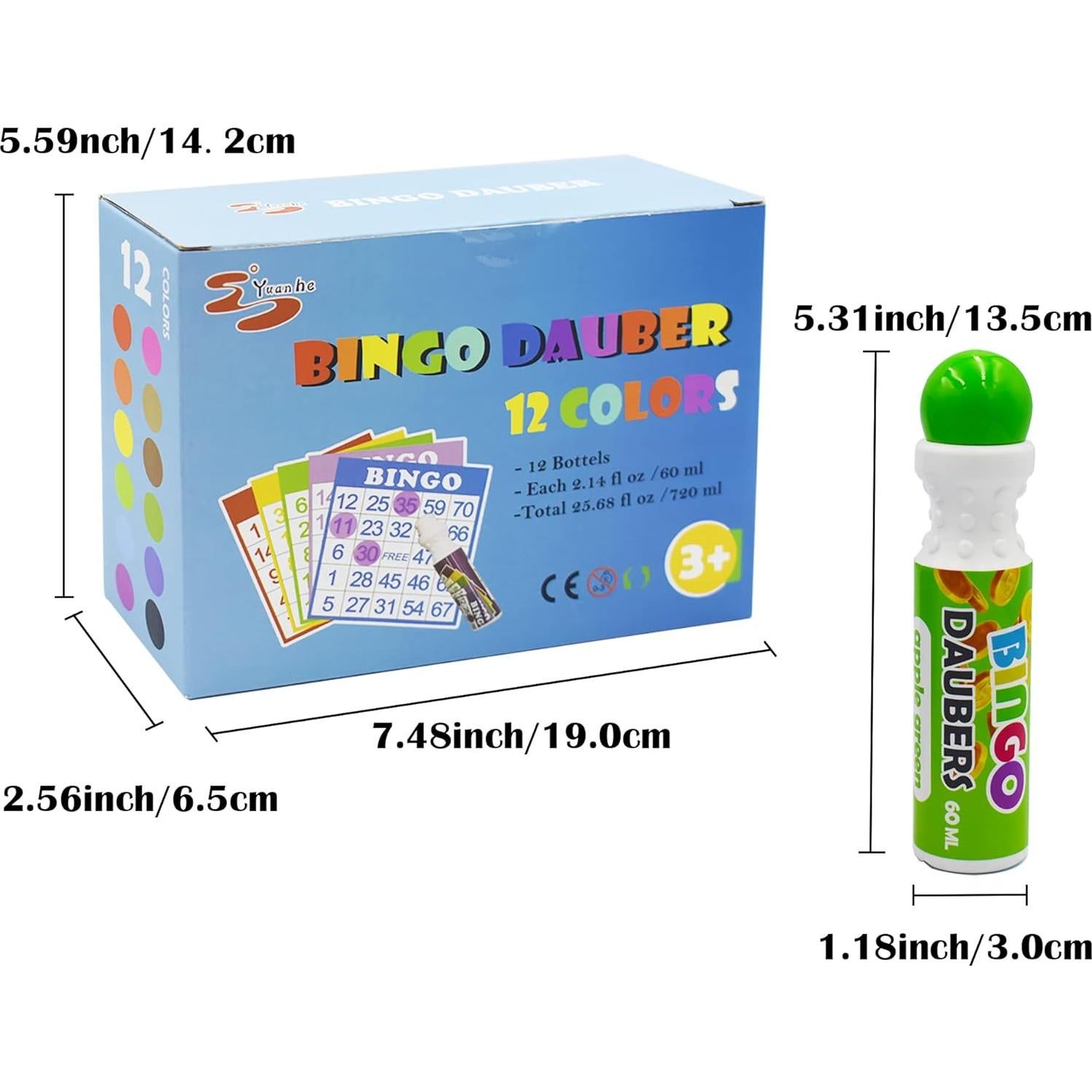 Marcadores de Puntos Yuanhe Bingo - Set de 12 Colores