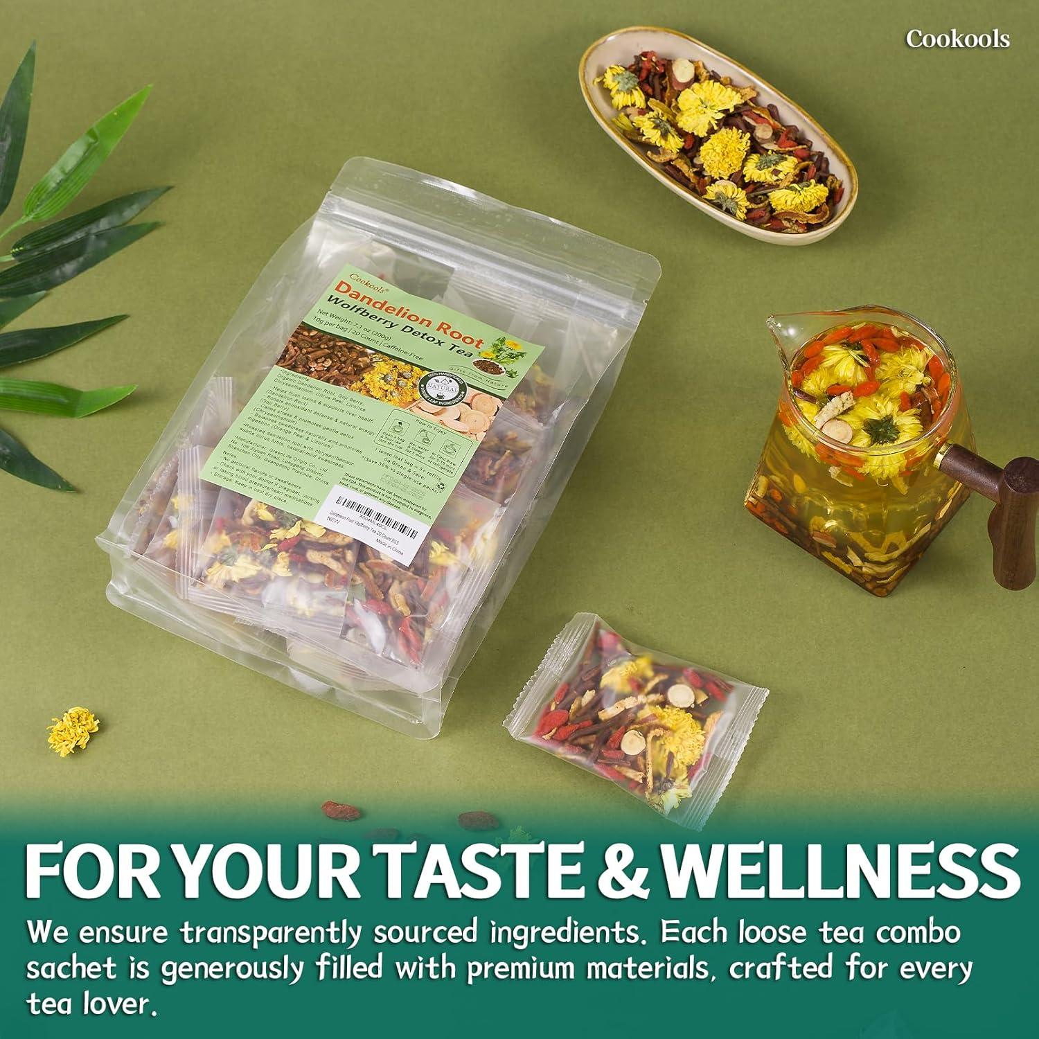 Té Detox Natural Cookools 20 Unidades Diente de León y Goji