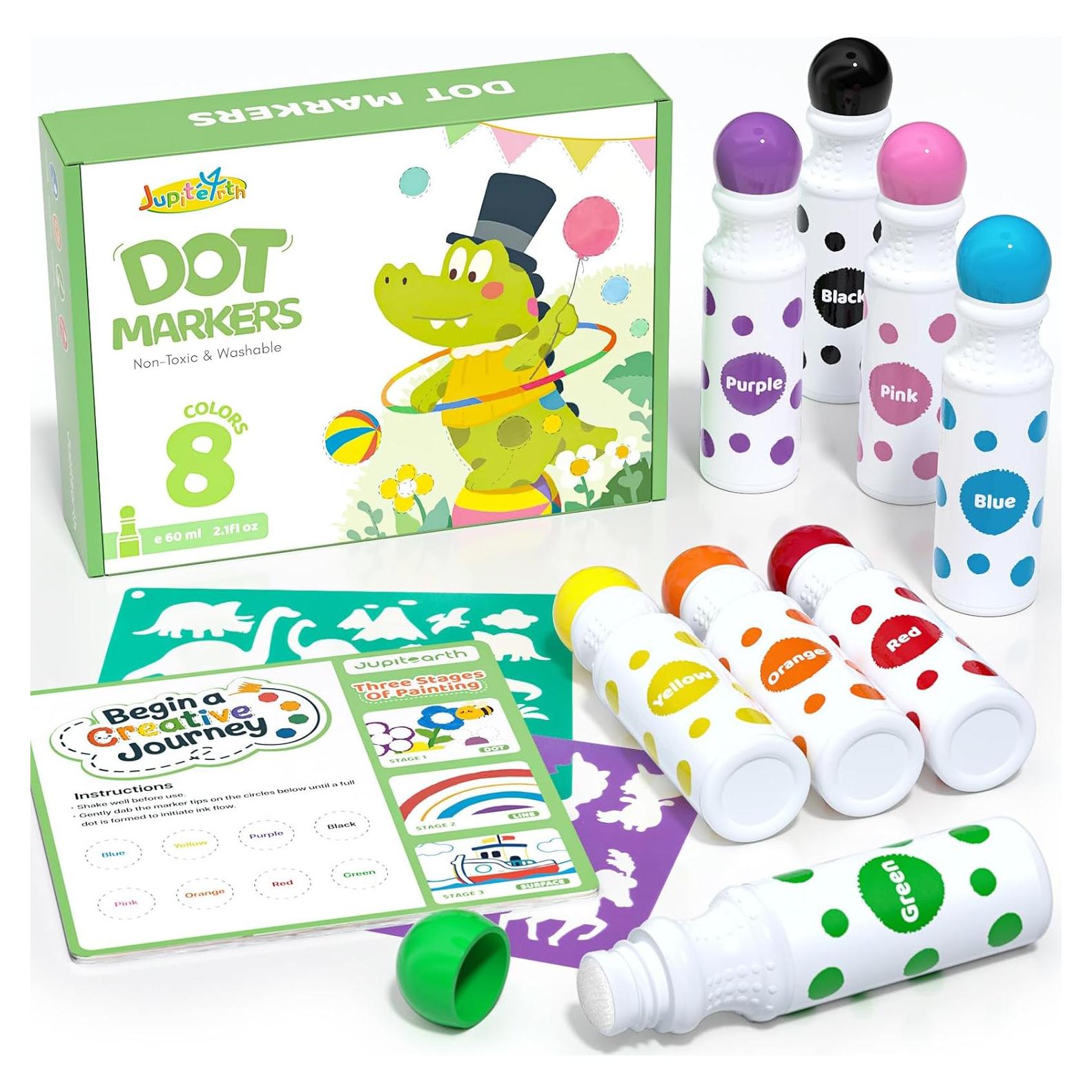 Kit de Marcadores de Puntos JUPITEARTH 22 PCS No Tóxicos 8 Colores