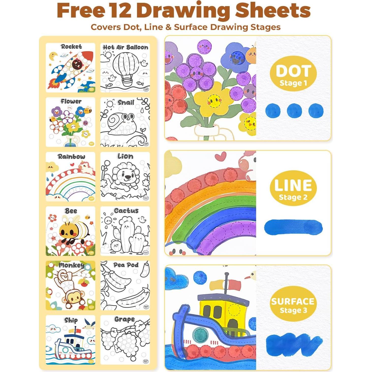 Kit de Marcadores de Puntos JUPITEARTH 22 PCS No Tóxicos 8 Colores