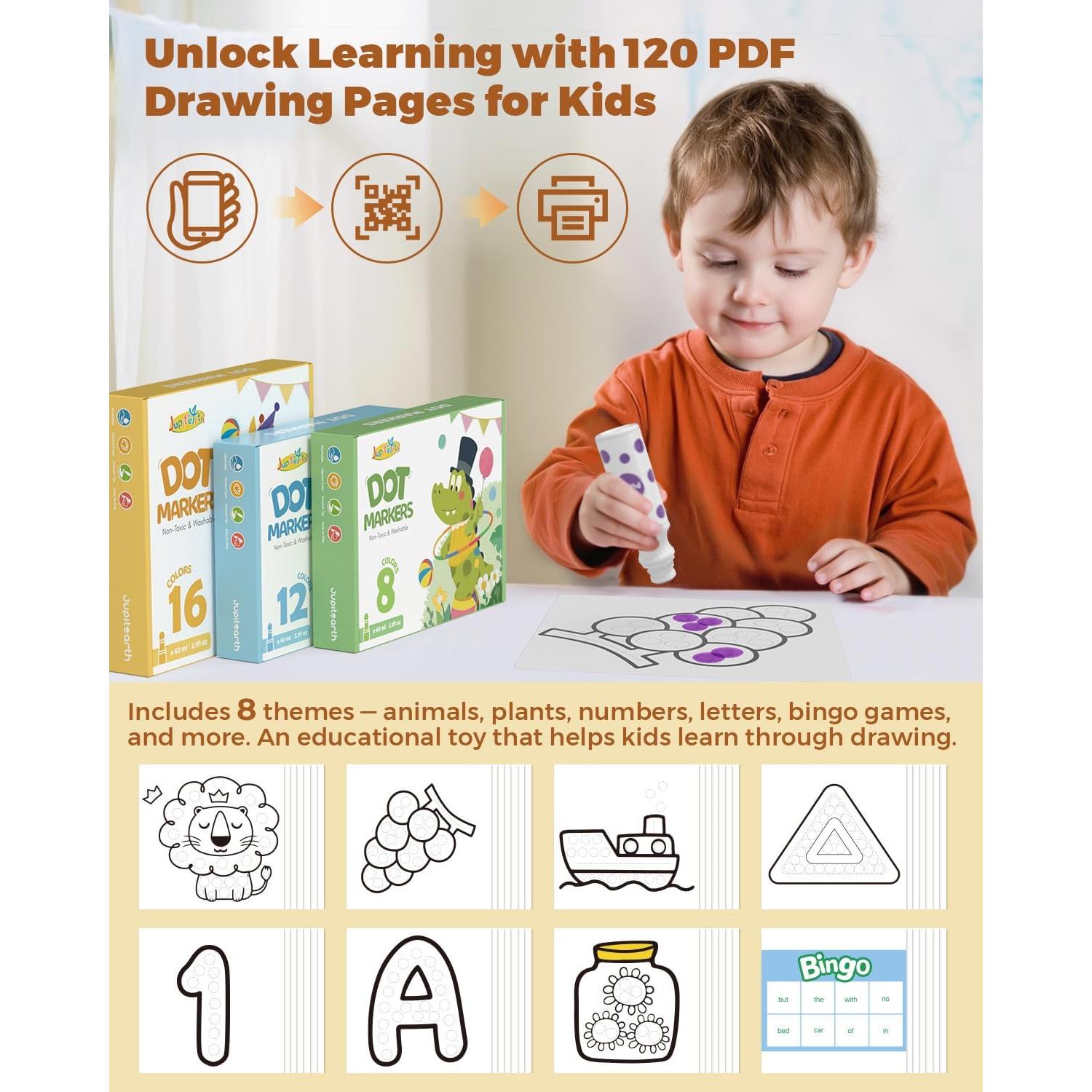 Kit de Marcadores de Puntos JUPITEARTH 22 PCS No Tóxicos 8 Colores