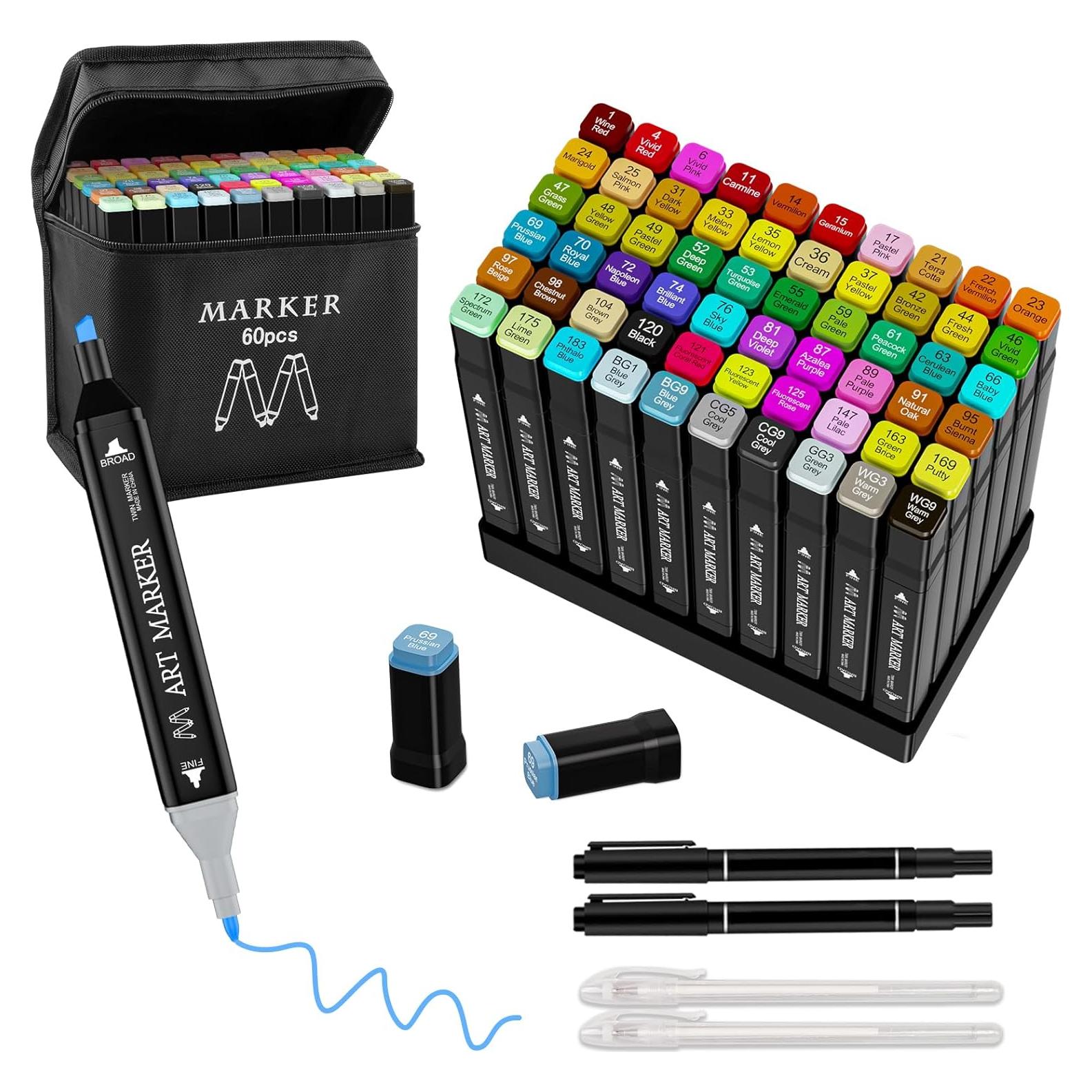 Juego de Marcadores de Alcohol Atdoall - 60 Colores Doble Punta