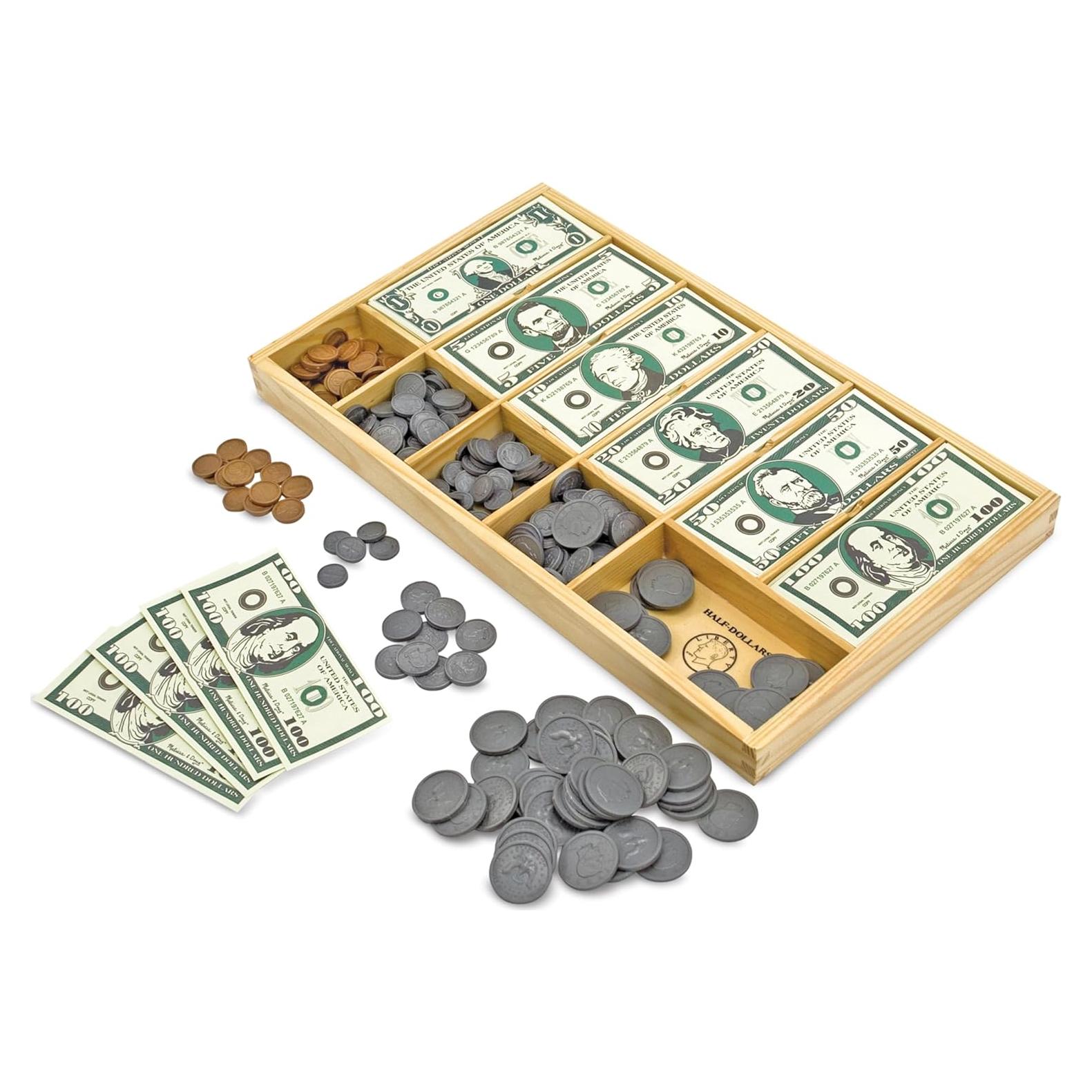 Juego de Dinero Melissa & Doug - 300 Billetes y Monedas de Plástico