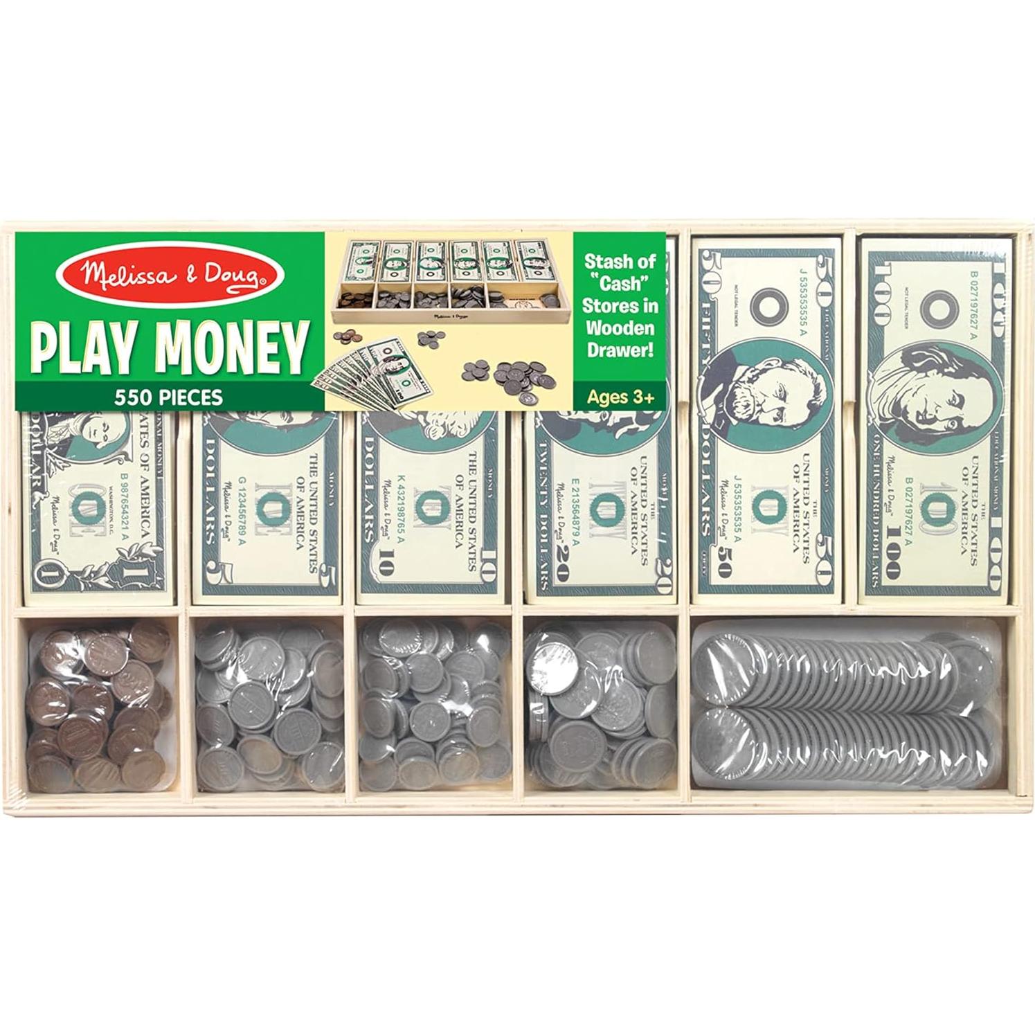 Juego de Dinero Melissa & Doug - 300 Billetes y Monedas de Plástico