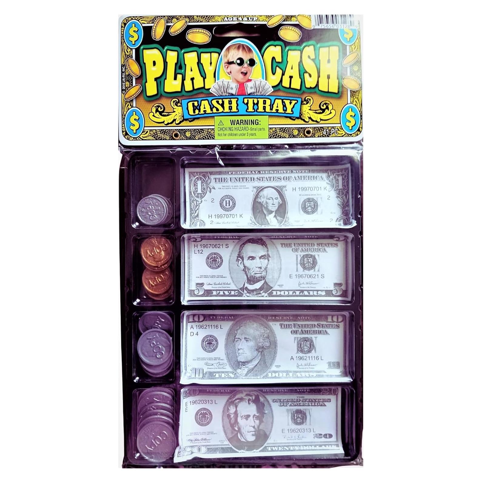 Bandeja de Dinero de Juguete JaRu 3128 con 20 Monedas y Billetes