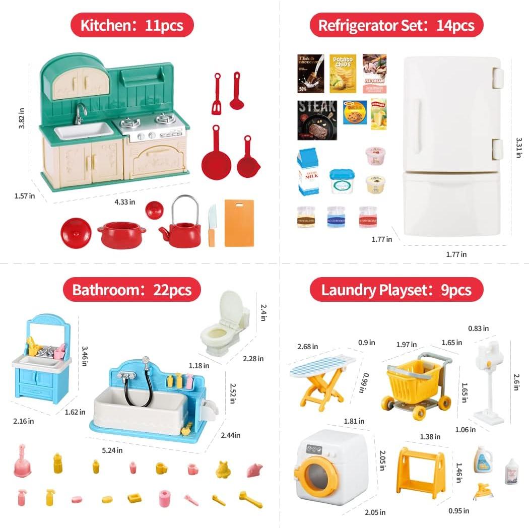 Juego de Muebles para Casa de Muñecas TAKIHON, 56 Piezas