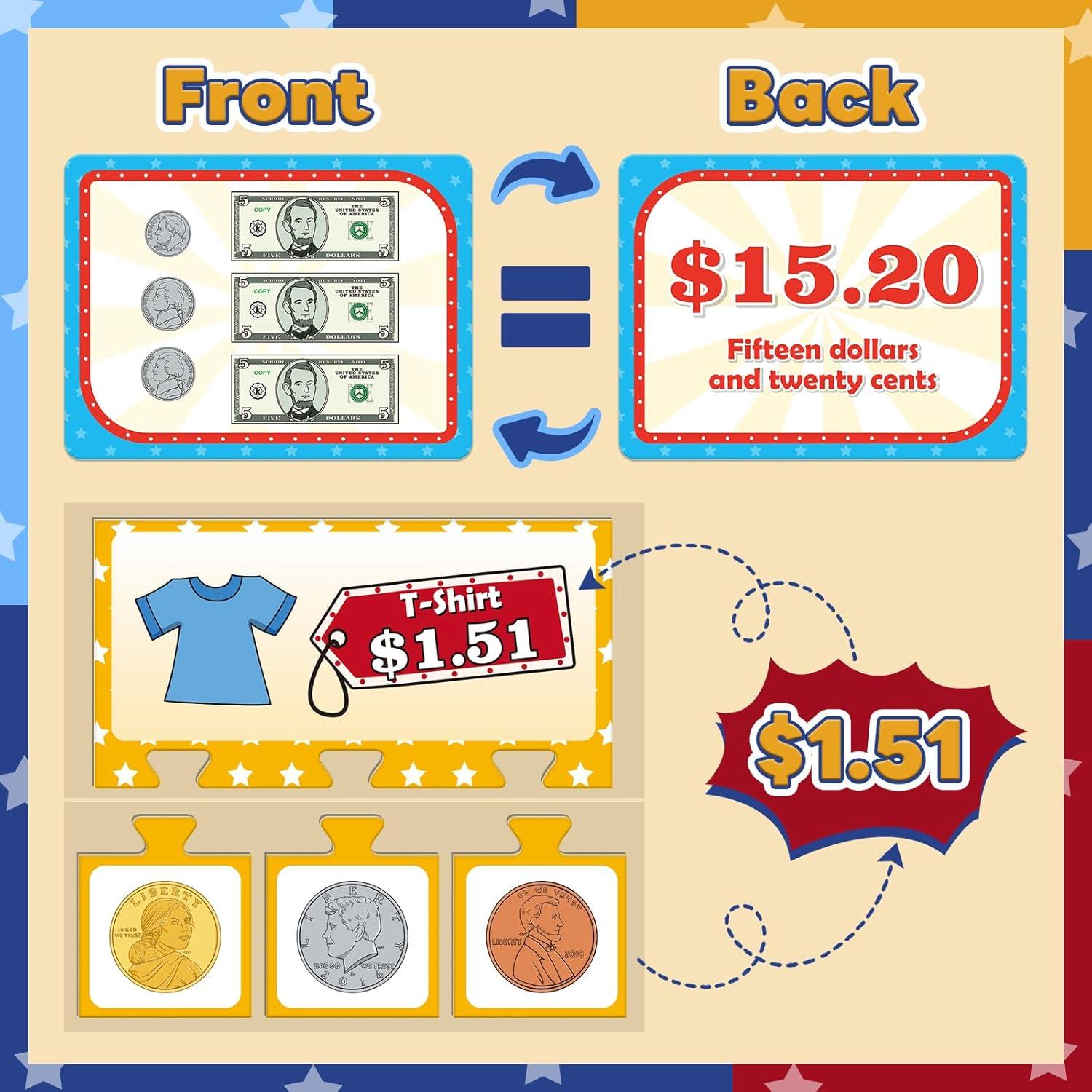 Dinero de Juego Simulado Deleite para Niños 60 Billetes y 60 Monedas