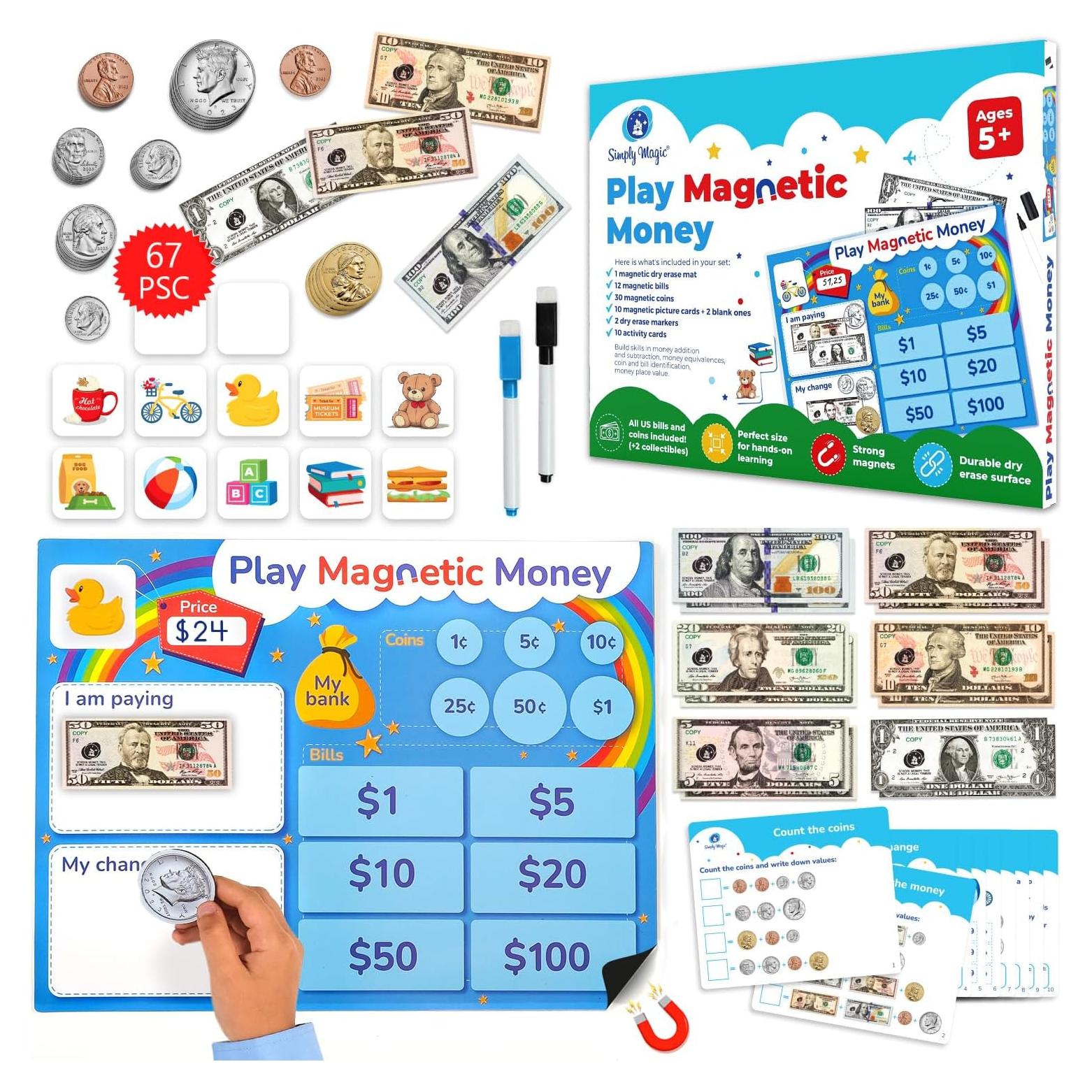 Juego de Dinero Magnético Simple Magic 67 PCS para Niños