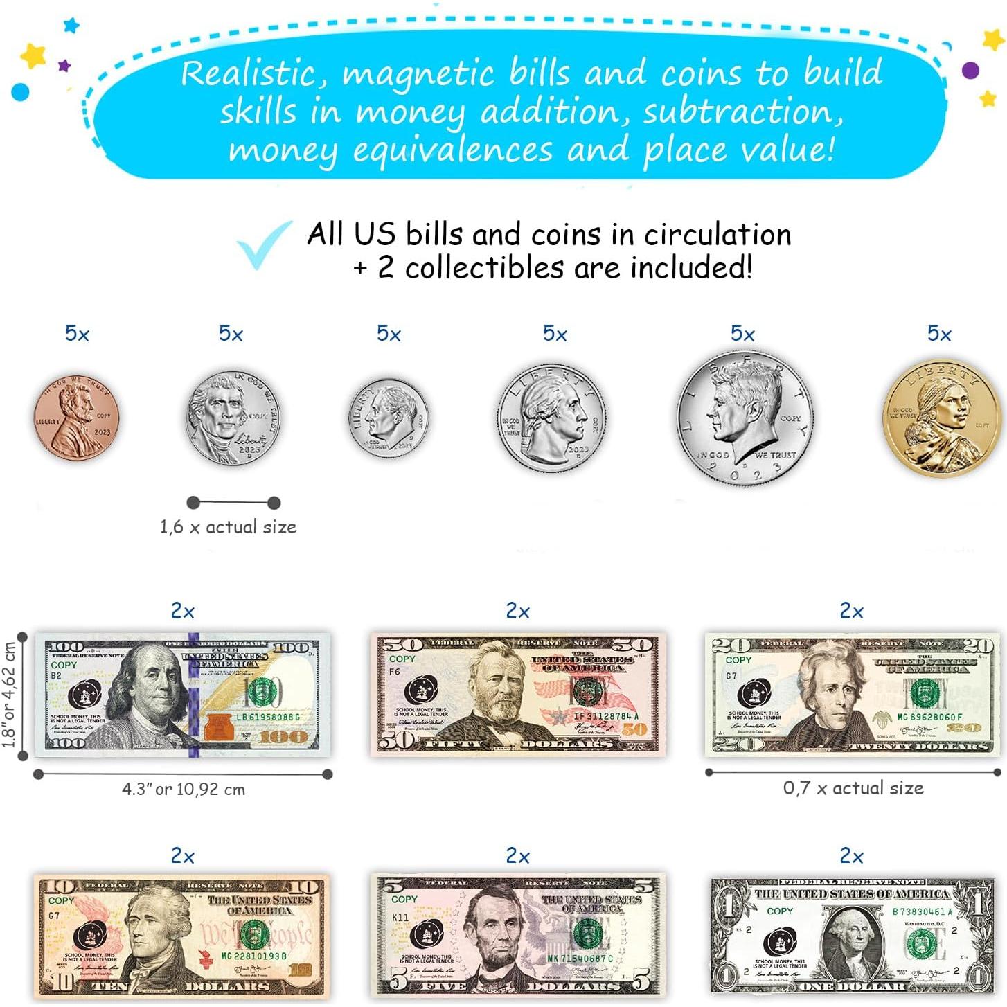 Juego de Dinero Magnético Simple Magic 67 PCS para Niños