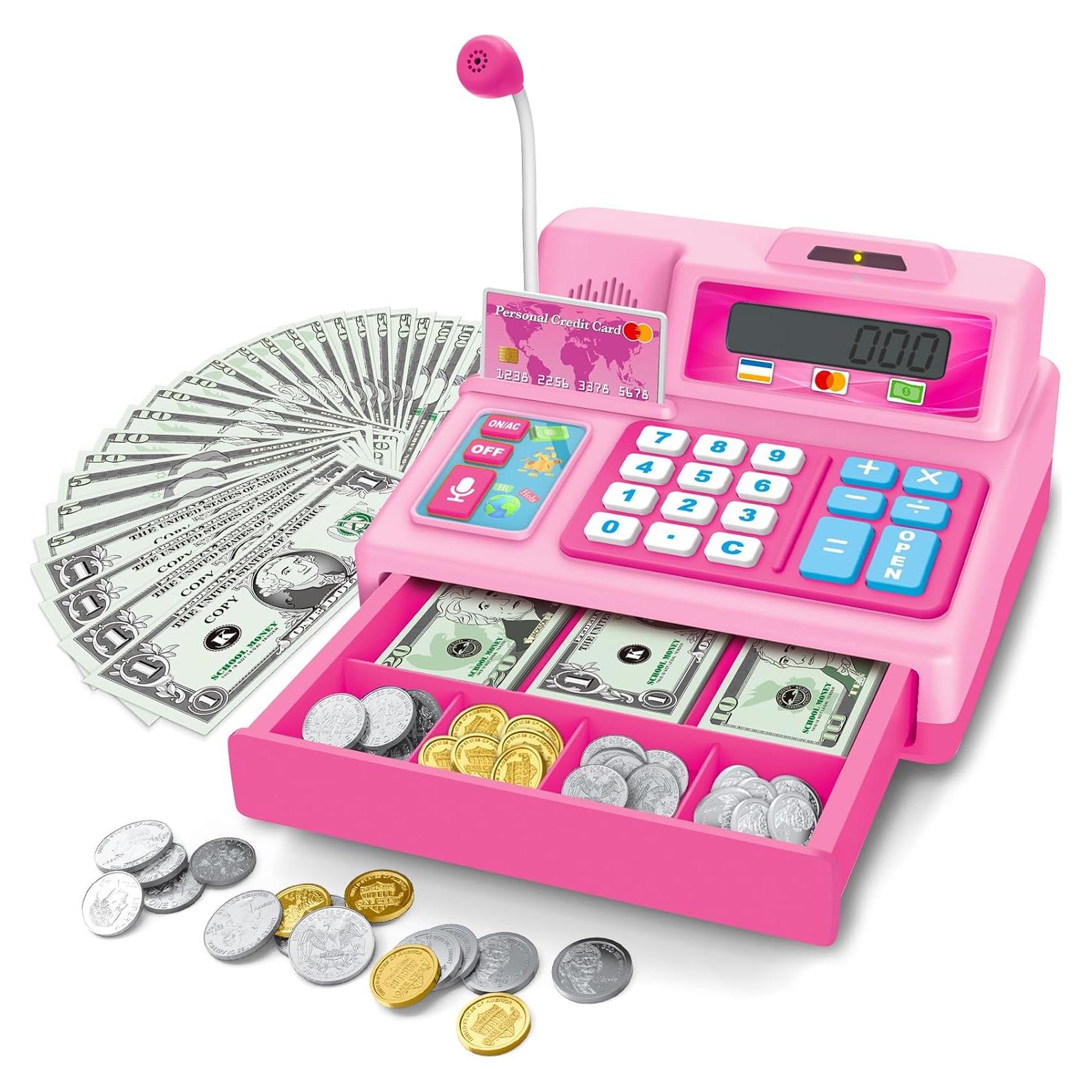 Caja Registradora de Juguete Rosa BAODLON - 103 Piezas