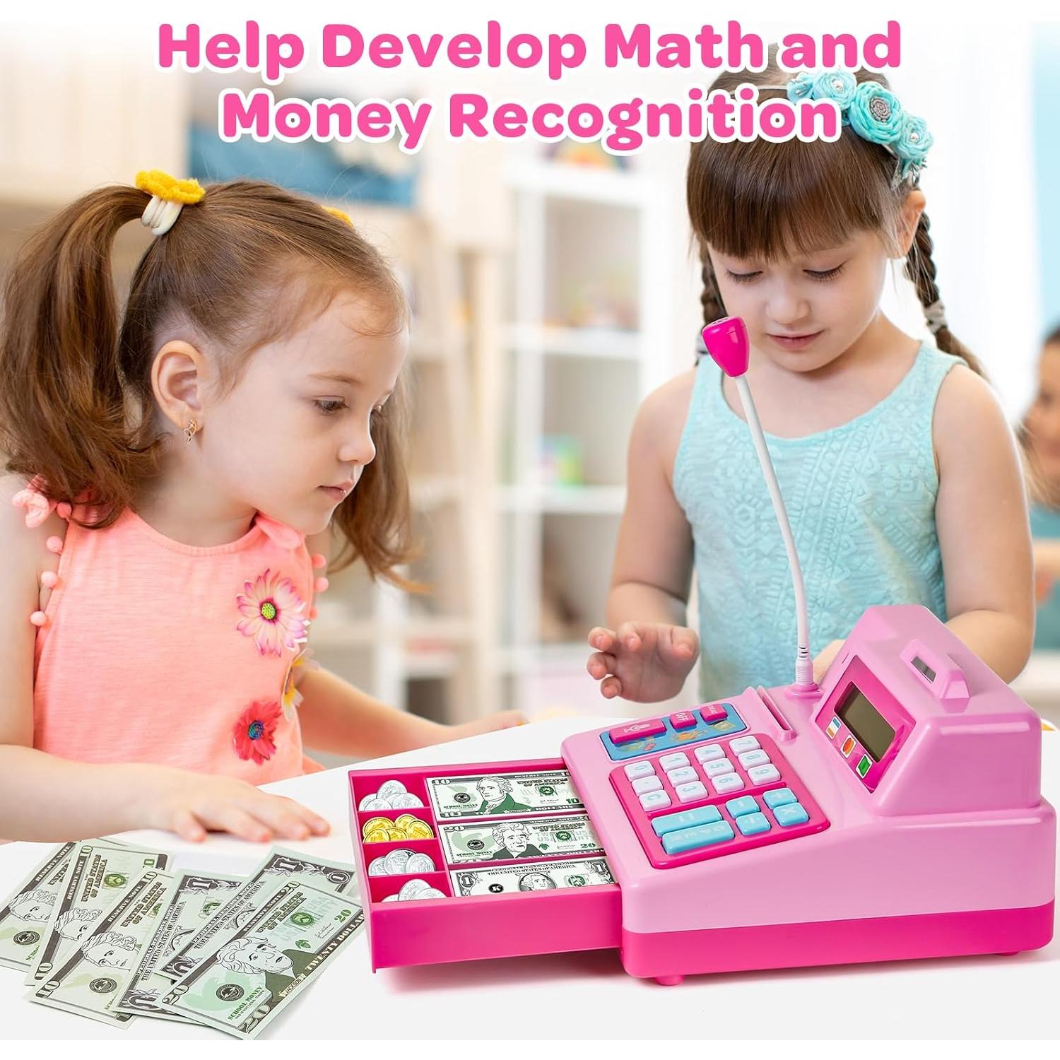 Caja Registradora de Juguete Rosa BAODLON - 103 Piezas