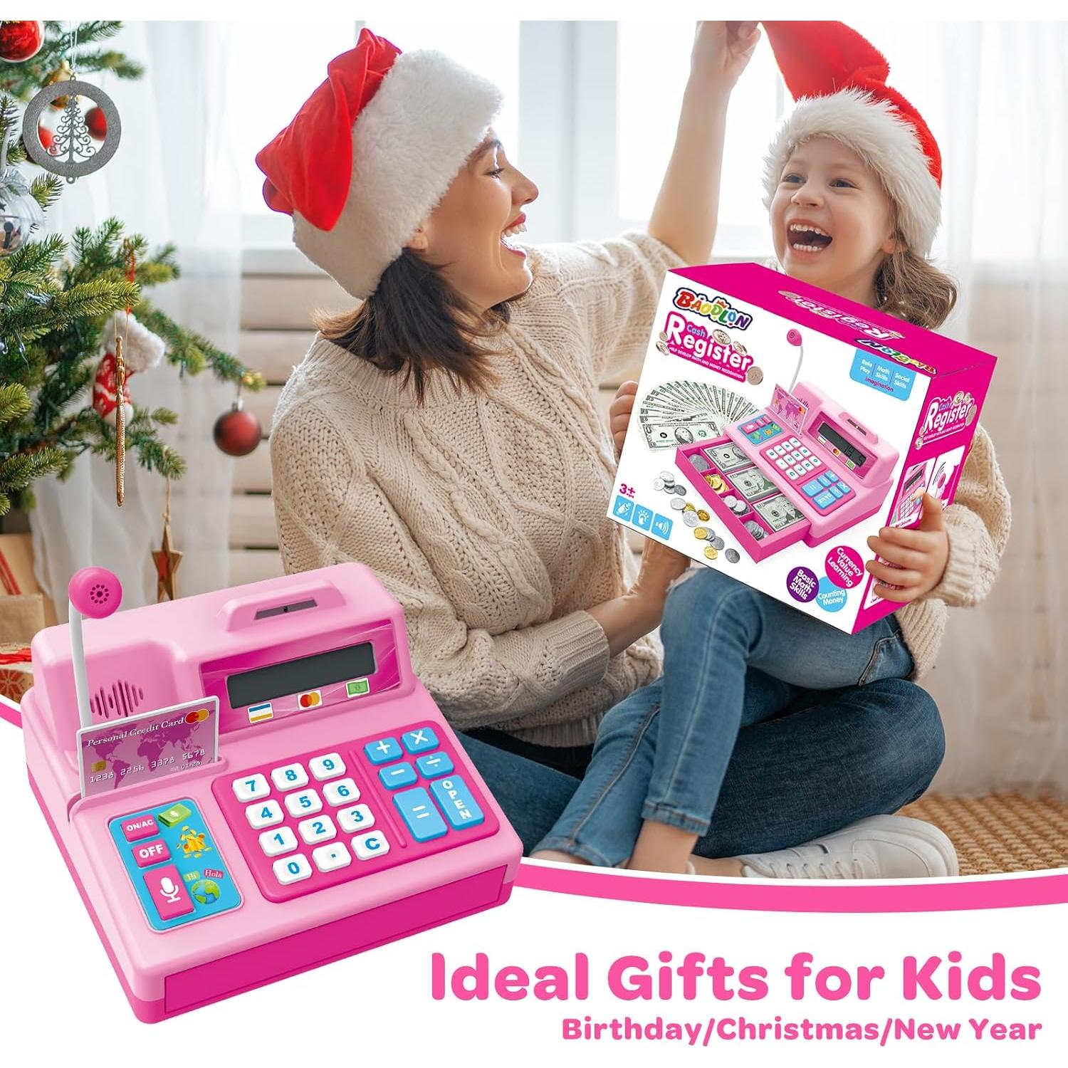 Caja Registradora de Juguete Rosa BAODLON - 103 Piezas