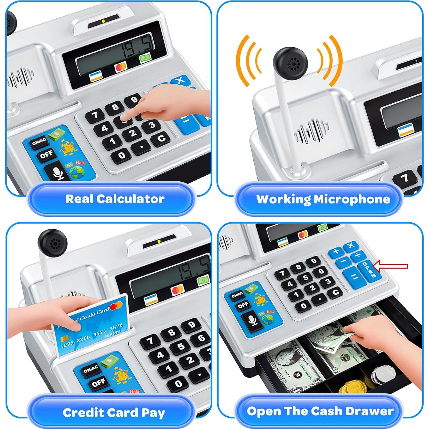 Registradora de Juguete Shantou con 103 Piezas y Calculadora