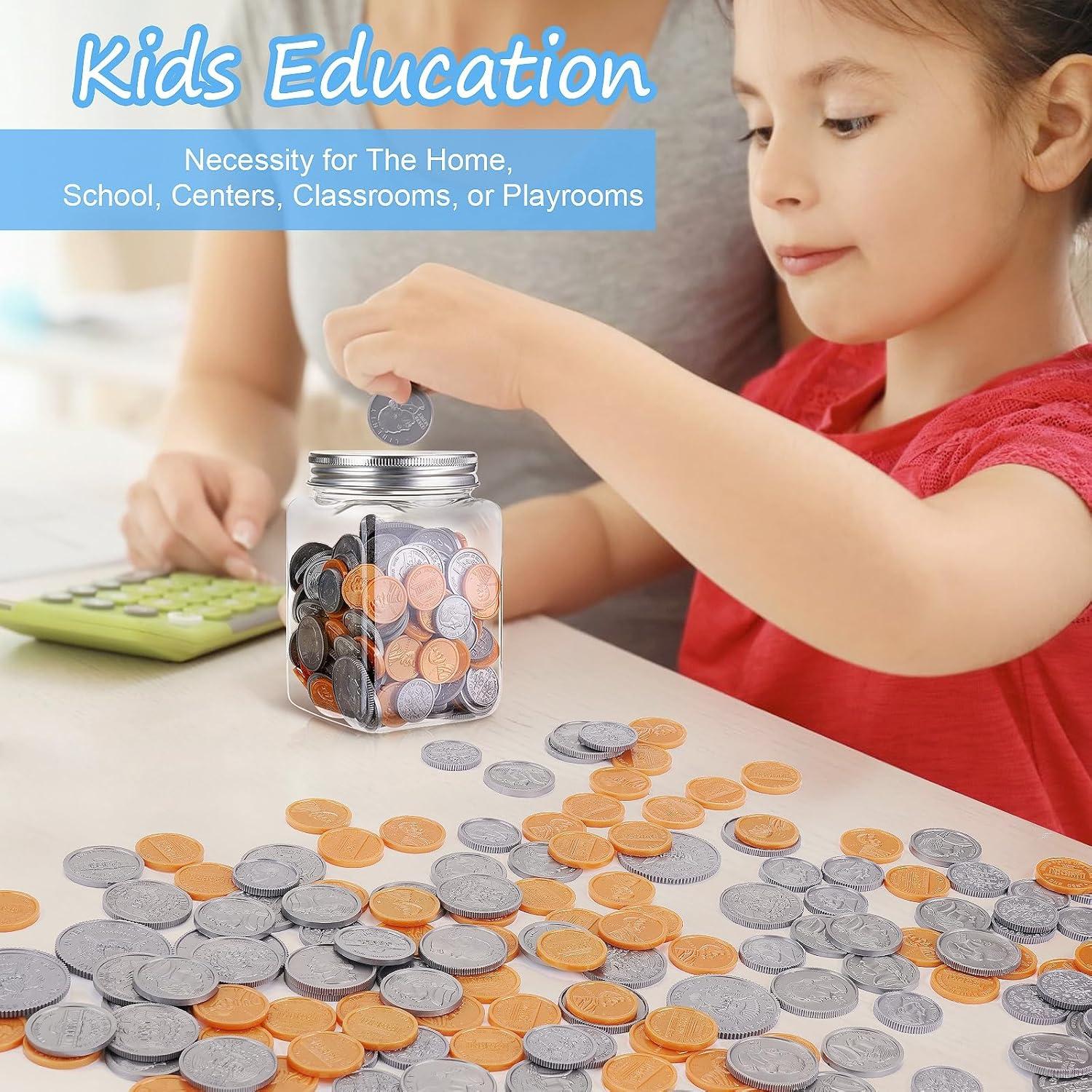 Set de 250 Monedas de Juguete Mczxon con Tarro para Niños