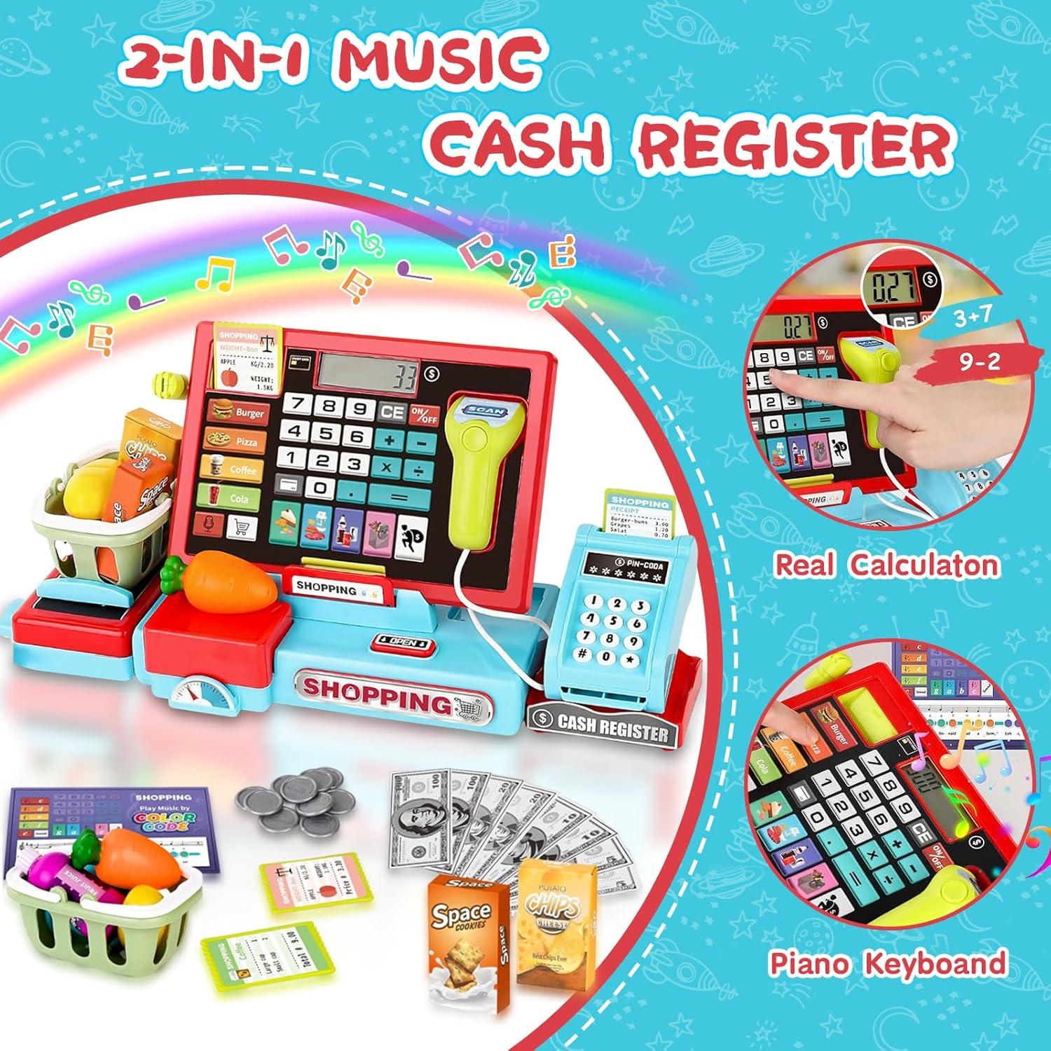 Juego de Caja Registradora Infantil con Calculadora y Música