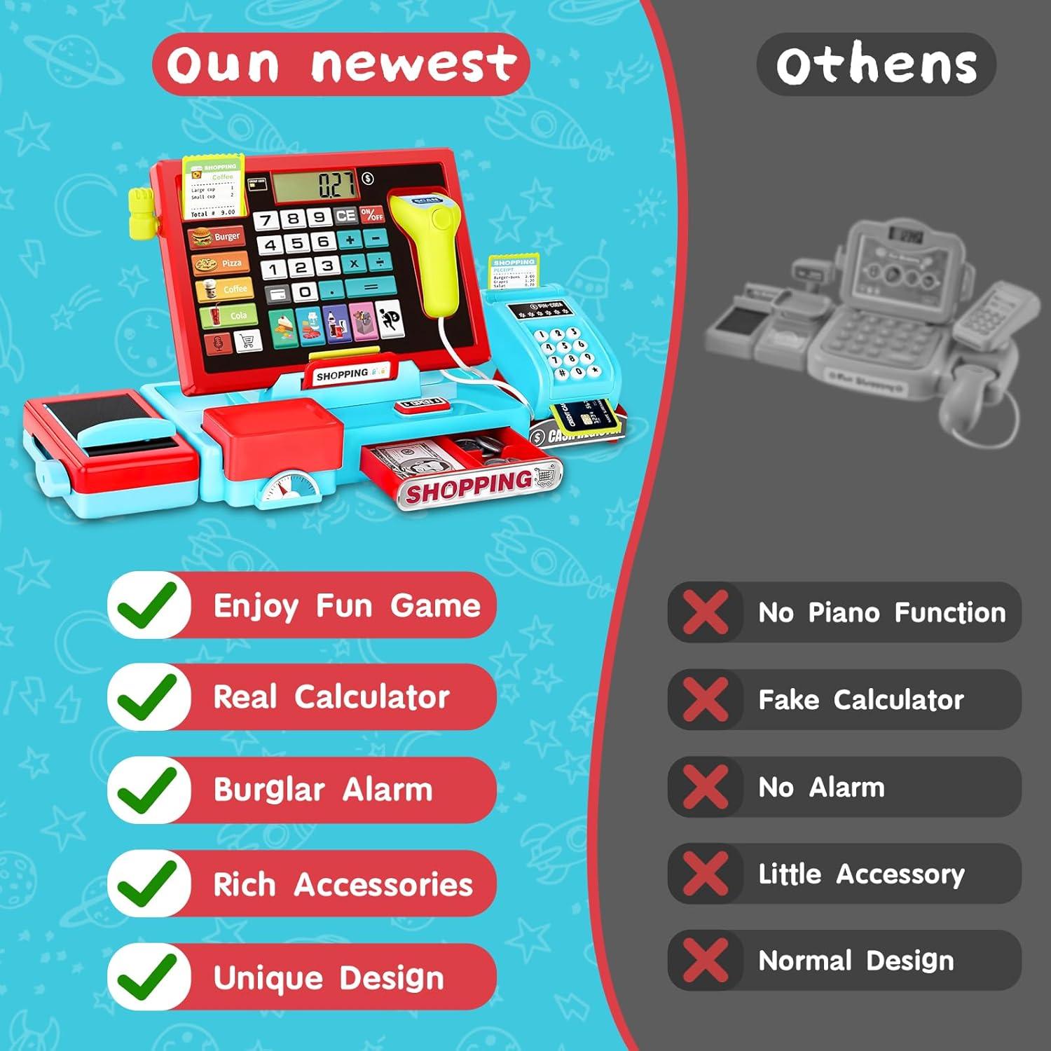 Juego de Caja Registradora Infantil con Calculadora y Música