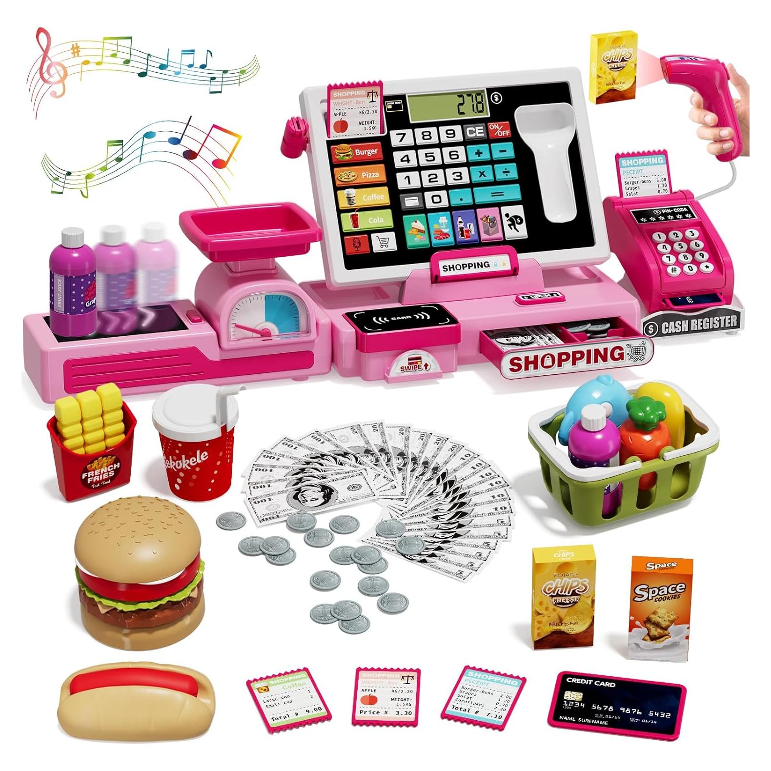 Caja Registradora Infantil Wee Wonders 63 PCS Rosa con Música