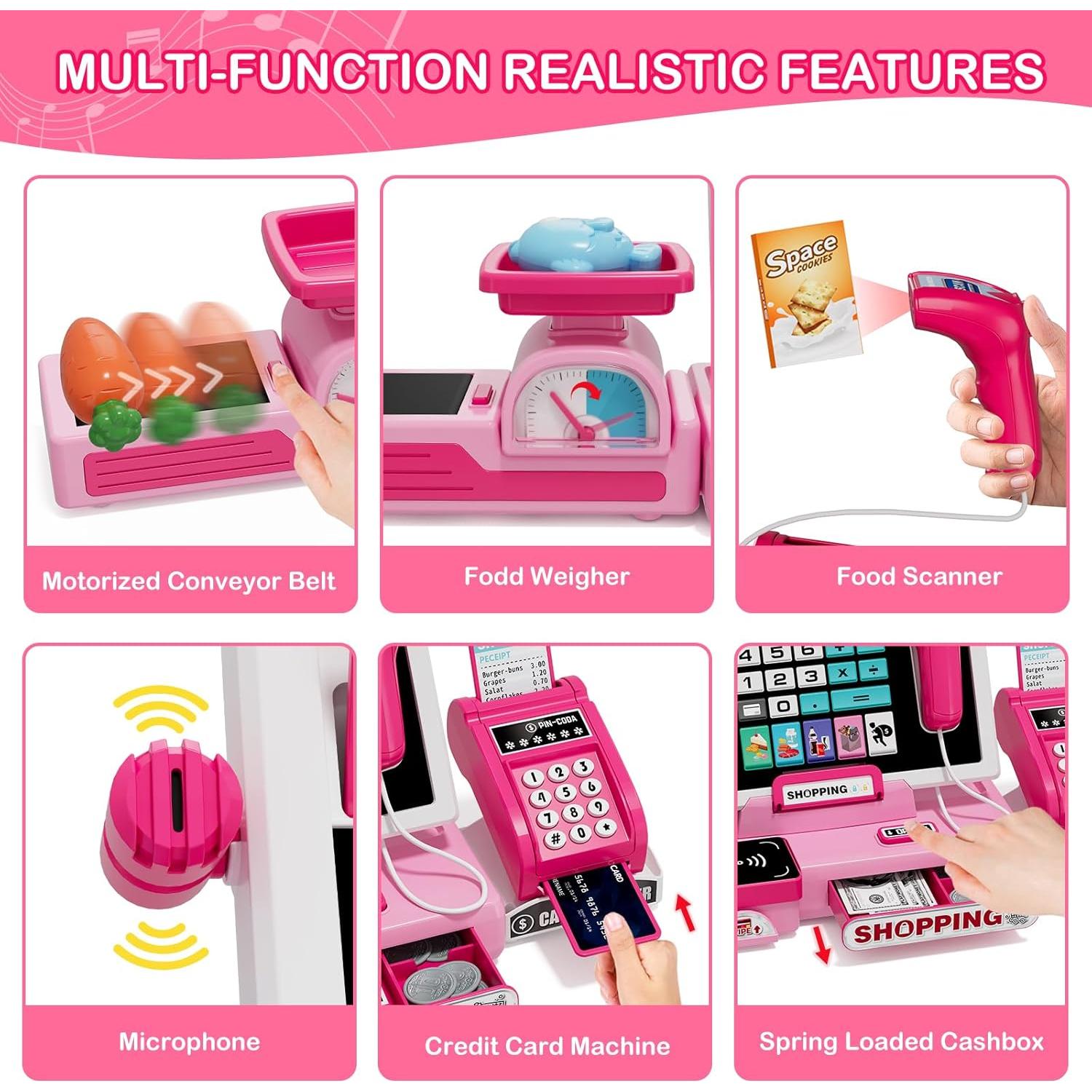 Caja Registradora Infantil Wee Wonders 63 PCS Rosa con Música