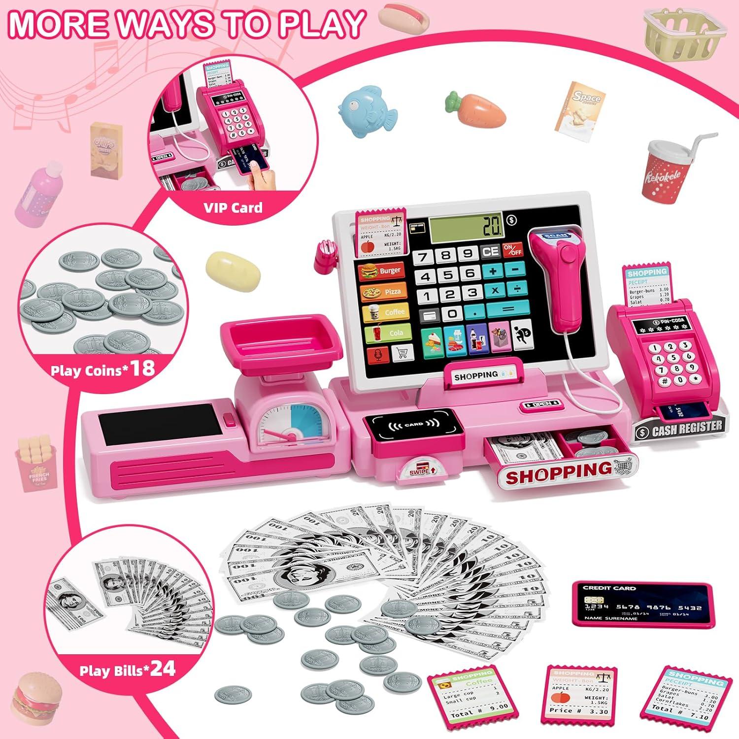 Caja Registradora Infantil Wee Wonders 63 PCS Rosa con Música