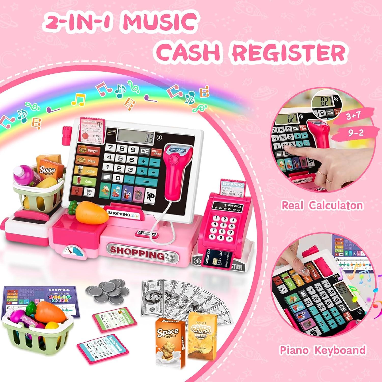 Juego de Caja Registradora Infantil con Calculadora y Música