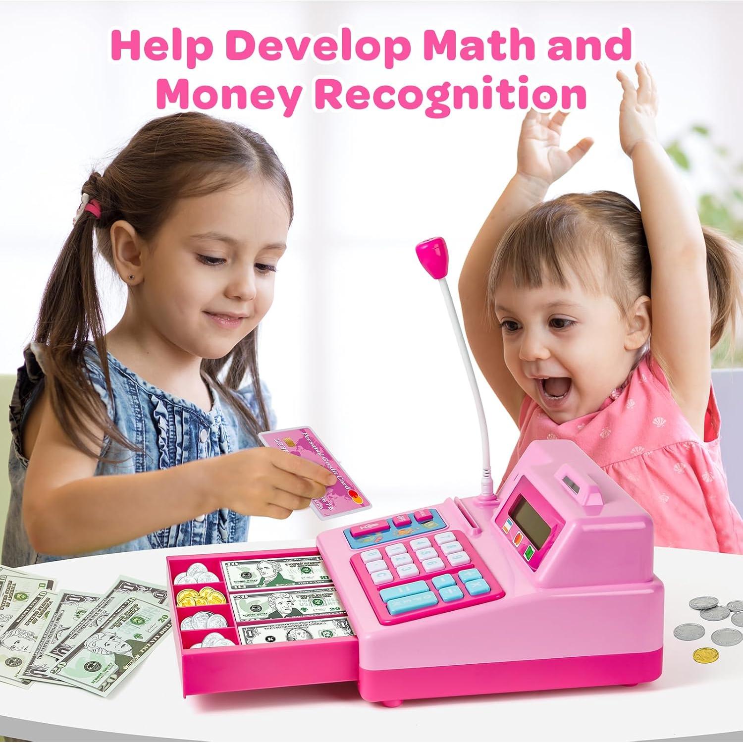 Caja Registradora Juguete Rosa Shantou 103 Piezas para Niños