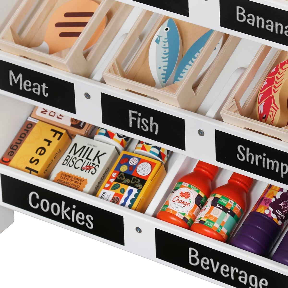 Juego de supermercado de madera Touch Us con carrito y 26 piezas