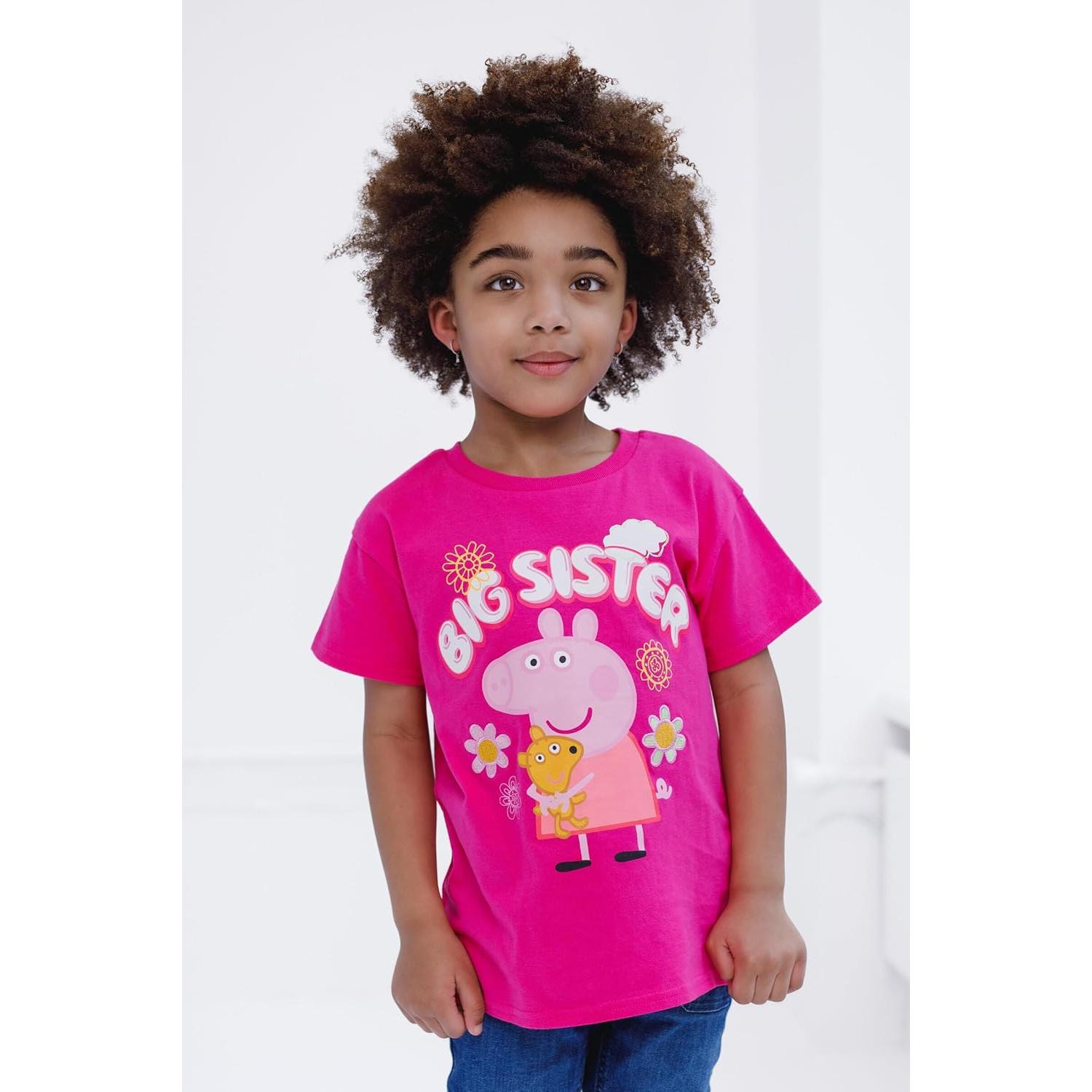 Camiseta Peppa Pig Niñas 2T a 10-12 Rosa Brillante