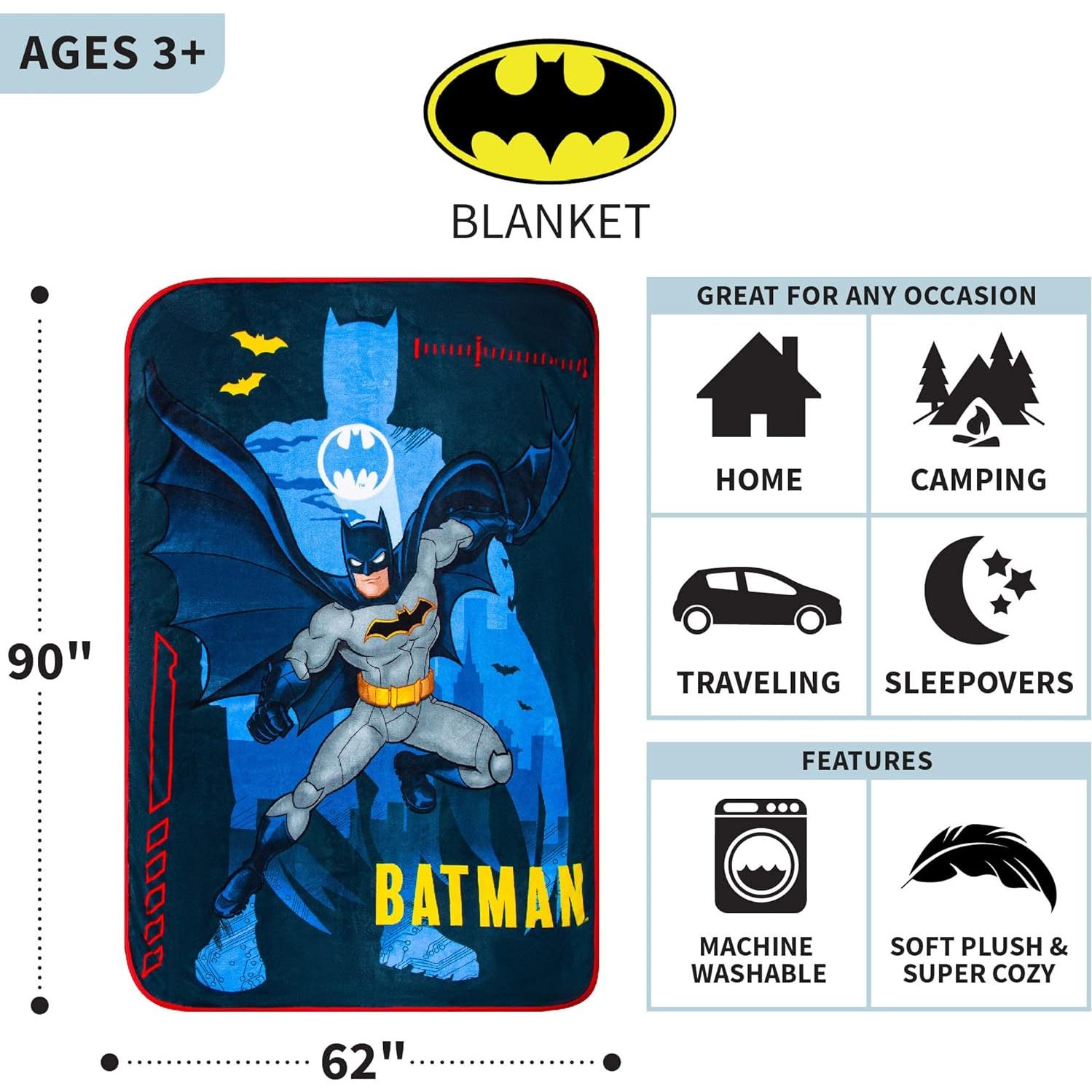 Manta de Felpa Franco Batman 157x229 cm Suave y Ligera