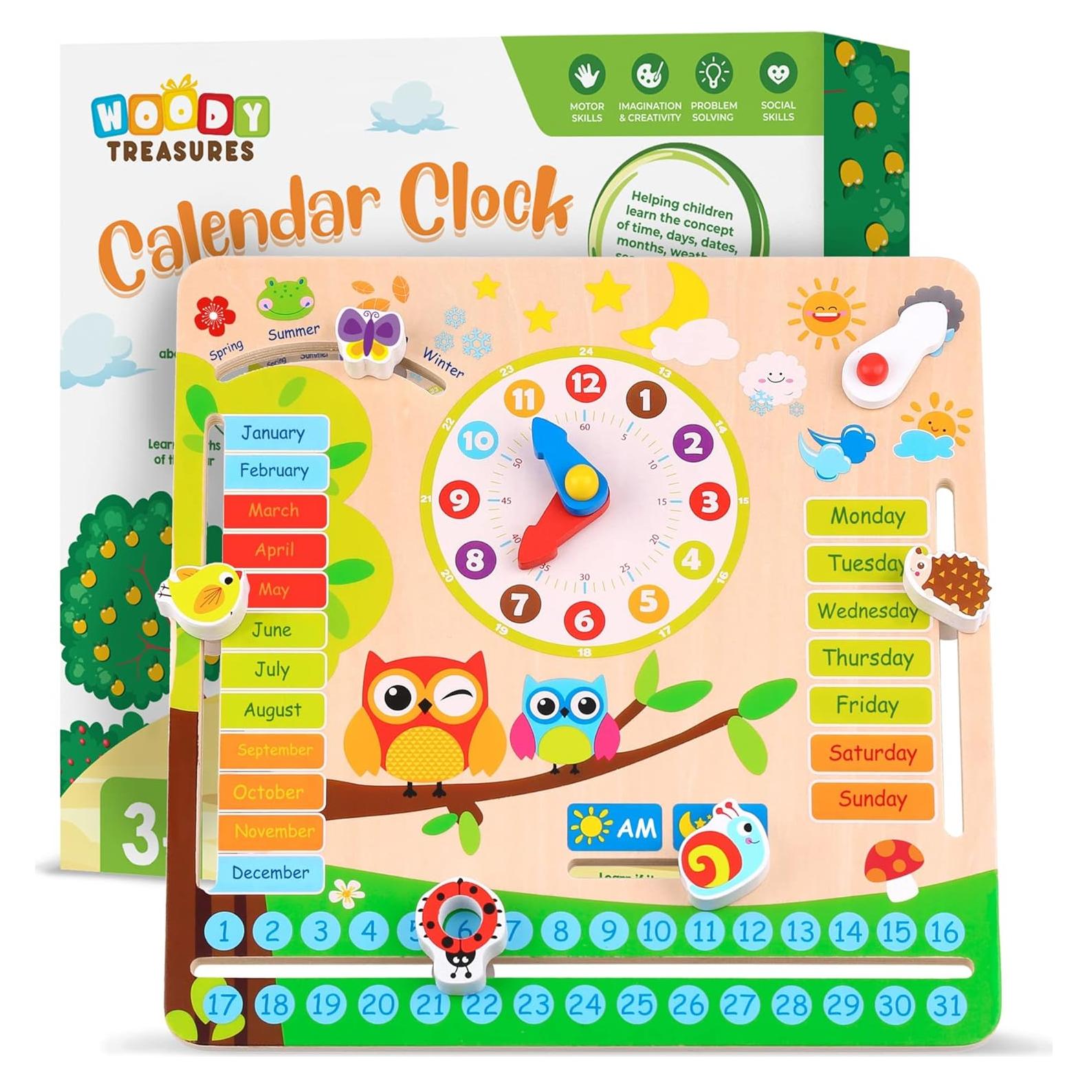 Reloj de Madera Educativo Clever Child 31x30 cm para Niños