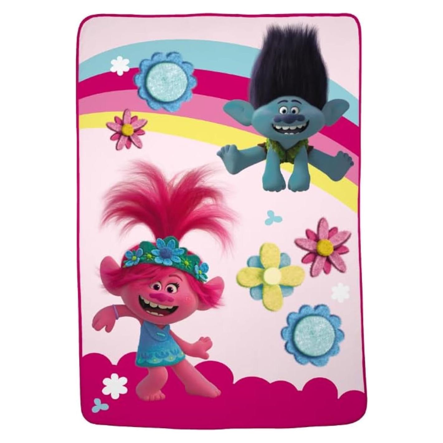 Manta Franco Trolls 2 Micro Raschel 157x229 cm Rosa