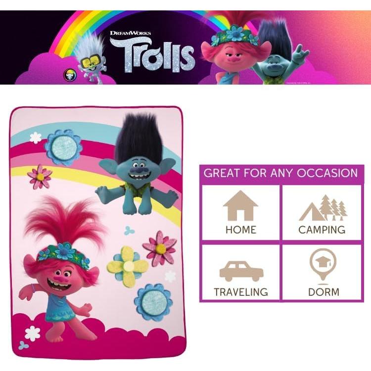 Manta Franco Trolls 2 Micro Raschel 157x229 cm Rosa