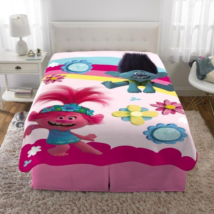 Manta Franco Trolls 2 Micro Raschel 157x229 cm Rosa