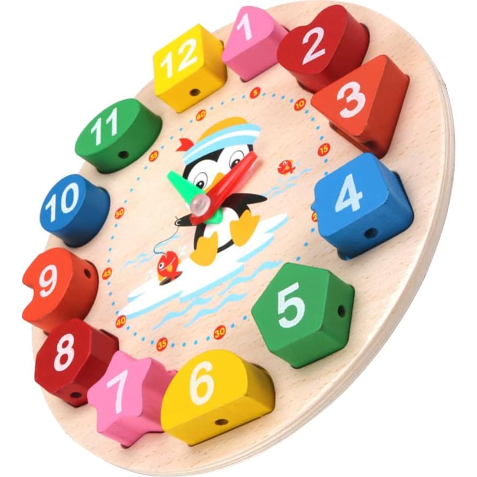 Reloj de Enseñanza de Madera Toyvian Patrón Pingüino 22.5x30cm