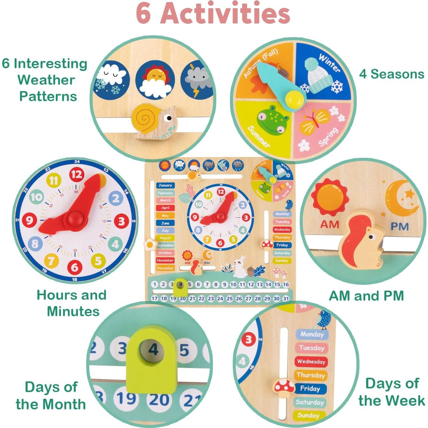 Calendario Diario Educativo de Madera TOOKYLAND 29.5x29.5 cm