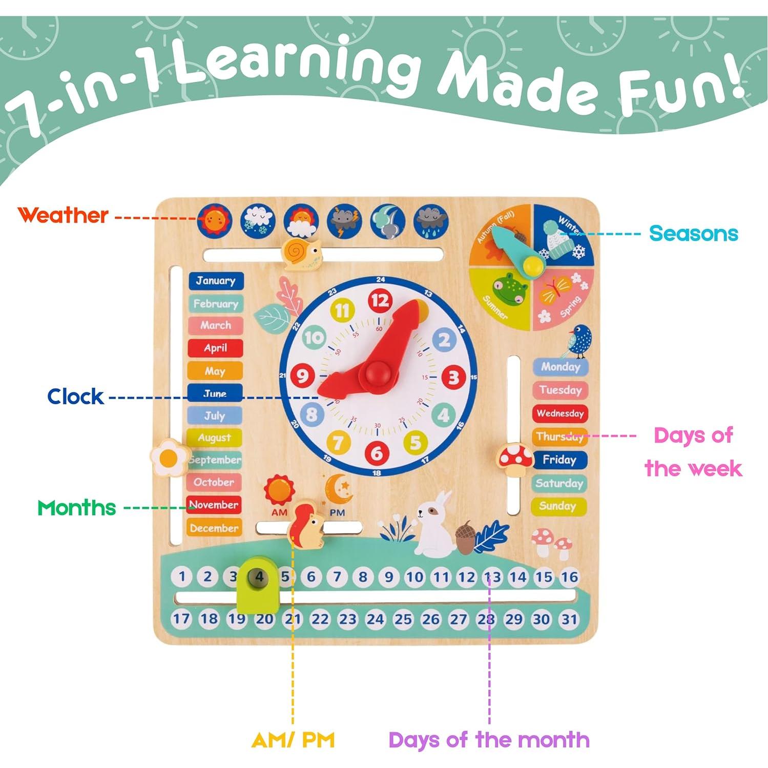 Tablero de Aprendizaje de Calendario y Reloj Toyster 29.5cm