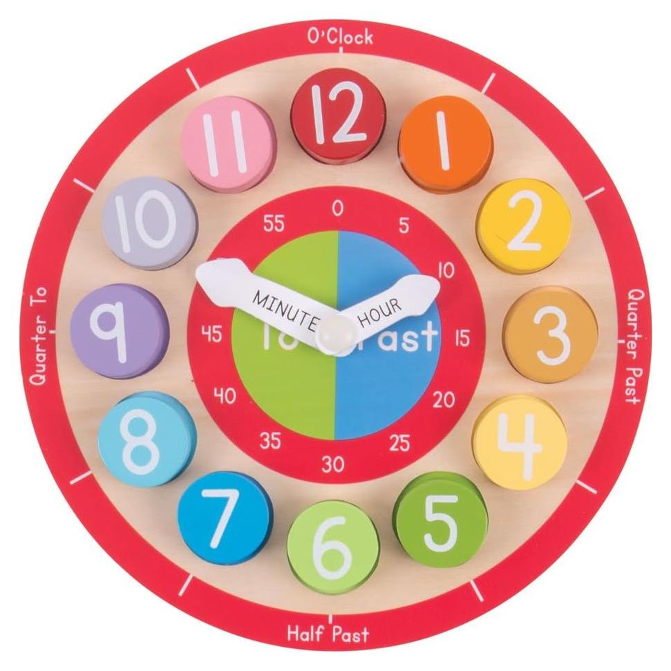 Reloj de Enseñanza de Madera Bigjigs Toys 22.5 cm