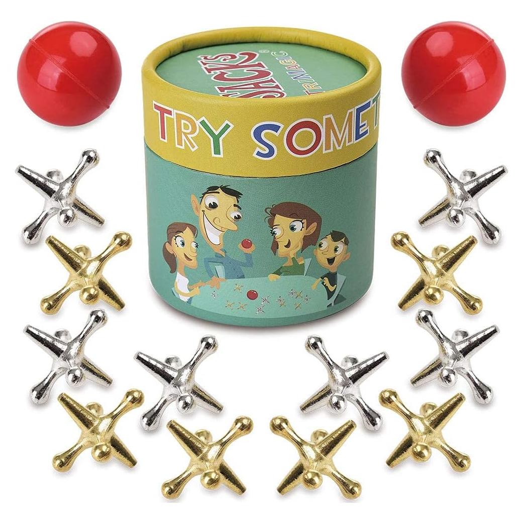 Juego de Jacks Retro TriMagic con Pelota - 12 Jacks y 2 Pelotas