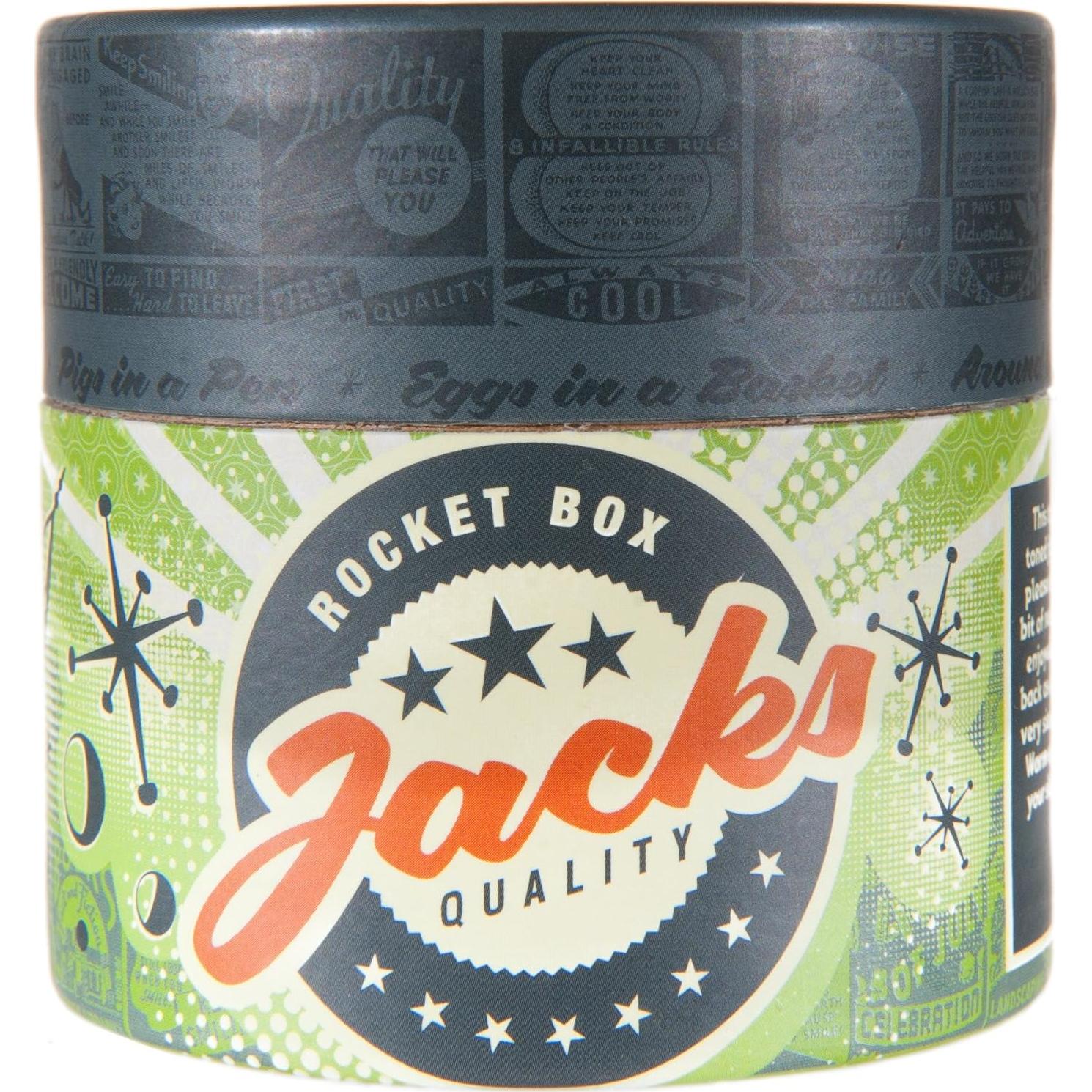 Juego de Jacks Retro Rocket Box con 10 Jacks y 2 Pelotas Rojas