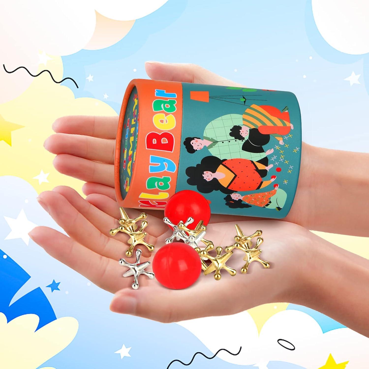 Juego de Jacks Retro KlayBear con 10 Jacks y 2 Pelotas Rojas