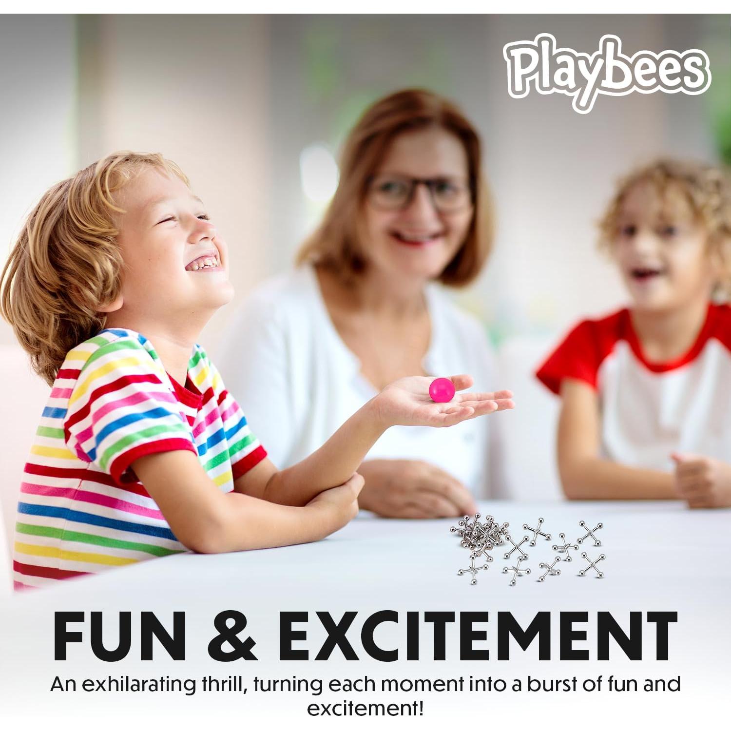 Juego de Jacks de Metal Playbees - 24 Sets - Diversión Retro