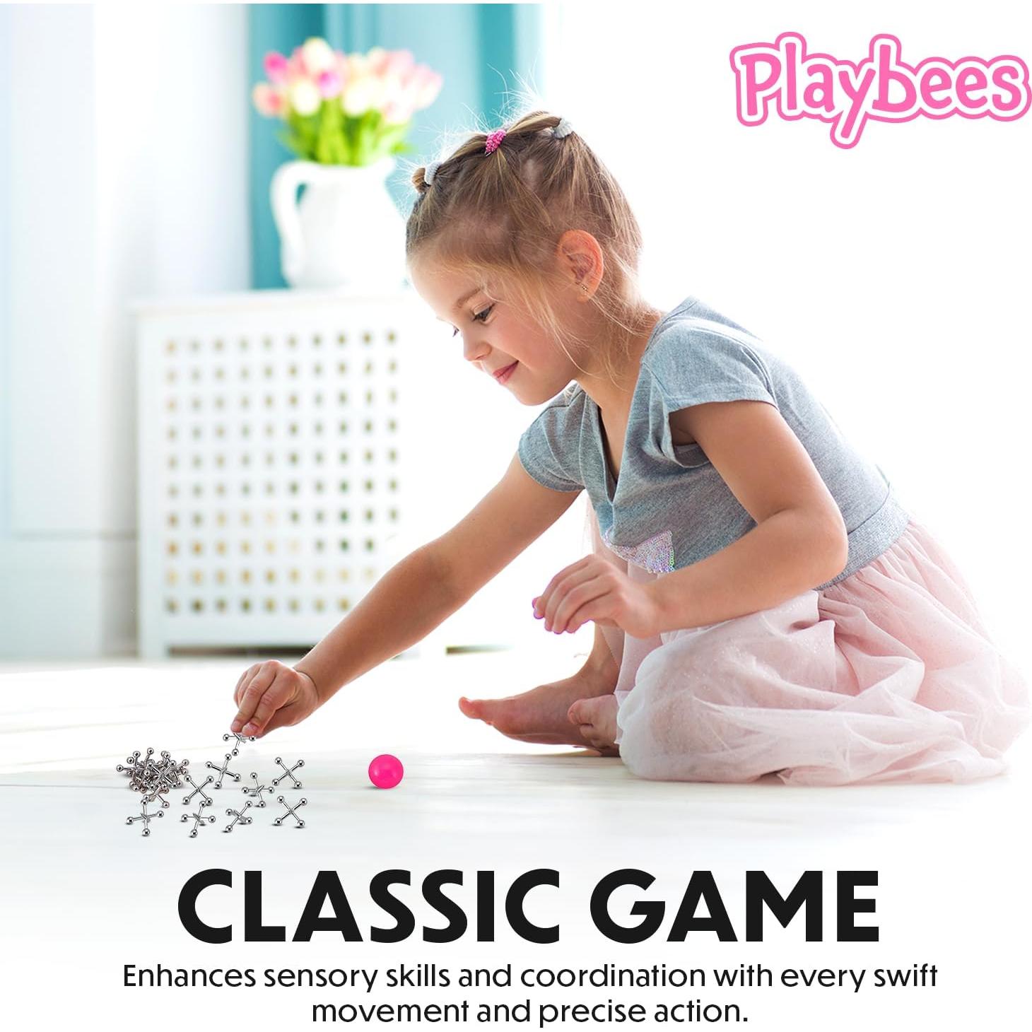 Juego de Jacks de Metal Playbees - 24 Sets - Diversión Retro